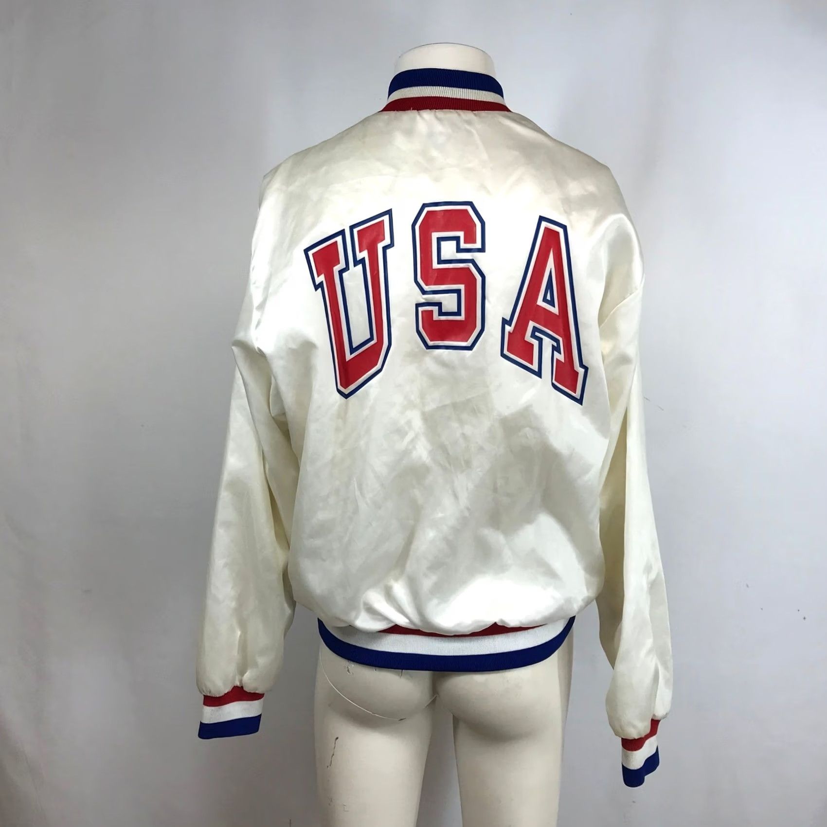 Vintage VINTAGE Graybar Varsity Bomber Jacket USA White Patriotic Snap Front XL Size US XL / EU 56 / 4 - 2 Thumbnail