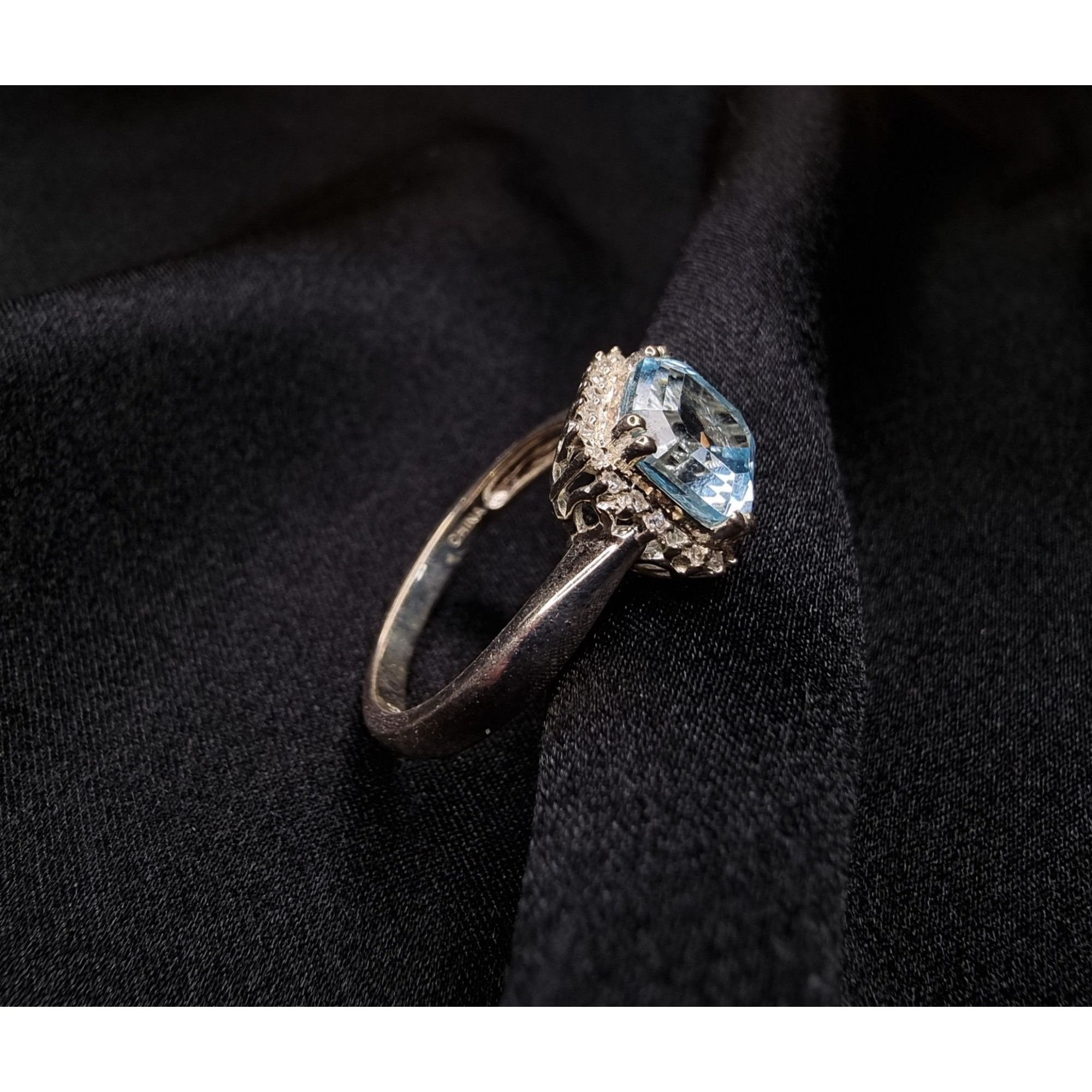 Vintage Vintage Sky Blue Topaz Tested 925 Sterling Silver Ring Size Size ONE SIZE - 4 Thumbnail