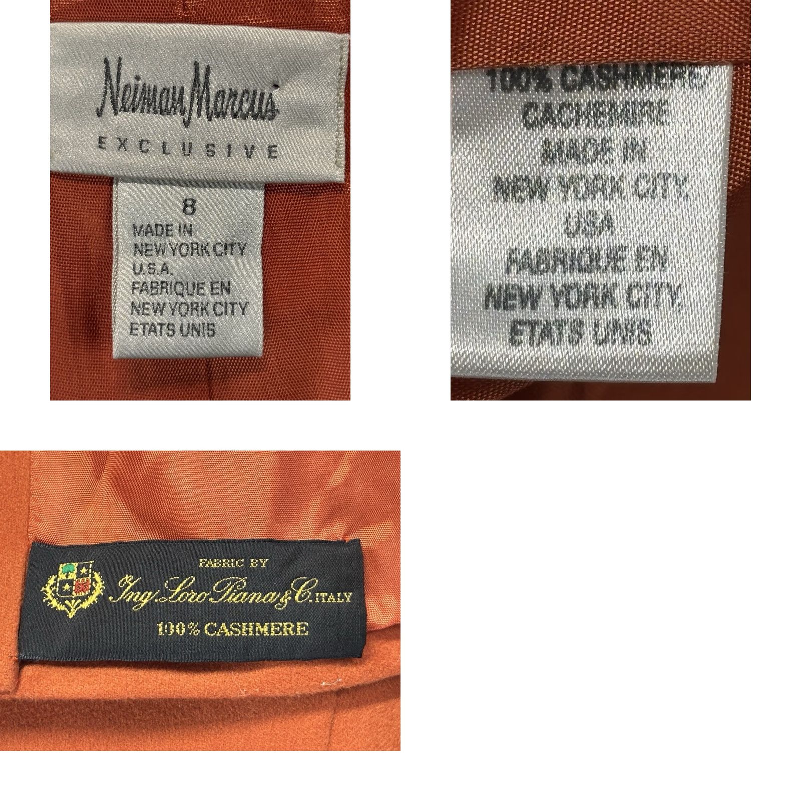 Vintage Nieman Marcus X Loro Piana Blazer Women’s 8 Orange 100% Cashmere Luxury Jacket Size M / US 6-8 / IT 42-44 - 8 Thumbnail
