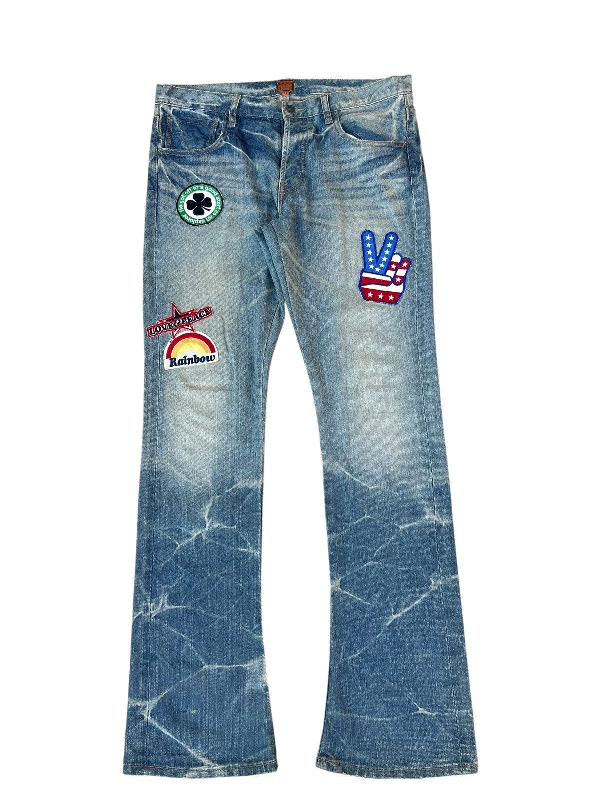 JACKROSE Jackrose Japan Mud Denim Patches Bootcut Jeans Flare Size US 33 - 3 Thumbnail
