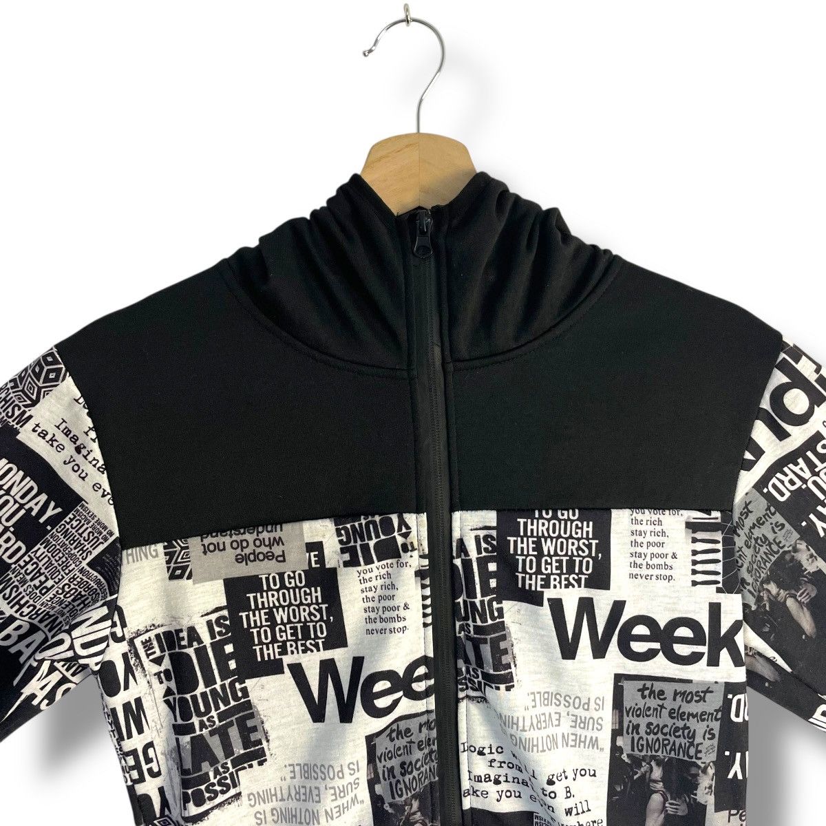20471120 SHISKY NEWSPAPER WORDING ANARCHY SEDITIONARIES PUNK JACKET Size US S / EU 44-46 / 1 - 11 Thumbnail