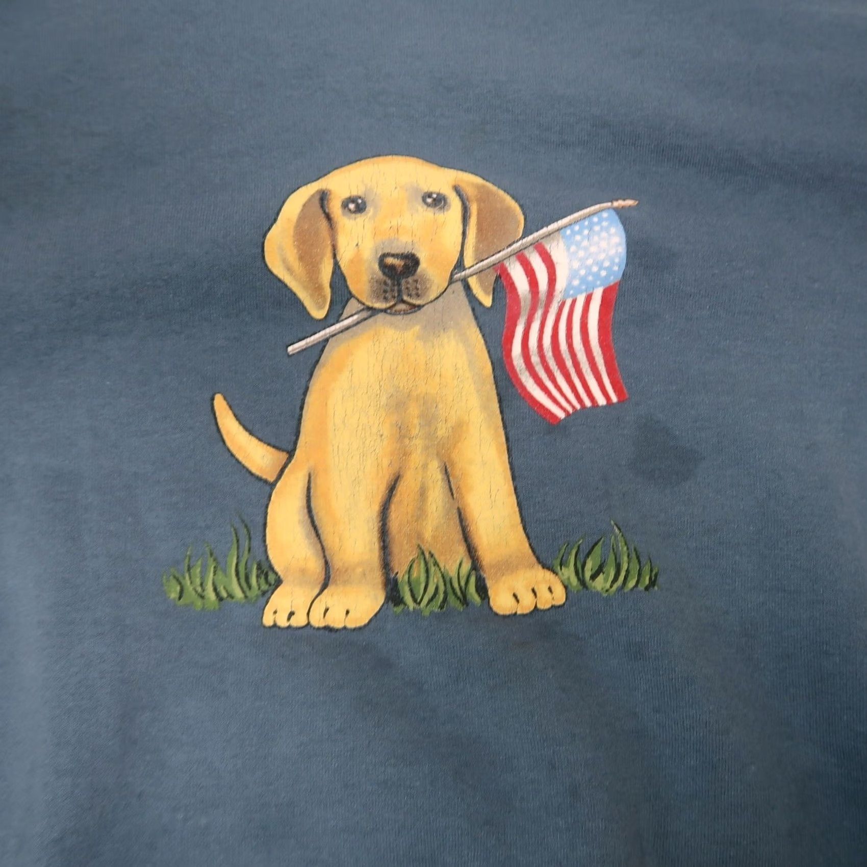 Blair VINTAGE Blair Puppy Dog American Flag Blue Sweatshirt XL Women Crew Neck Long Sleeve Cotton Pullover 90s Dog American Flag Casual Women XL Size XL / US 12-14 / IT 48-50 - 2 Thumbnail
