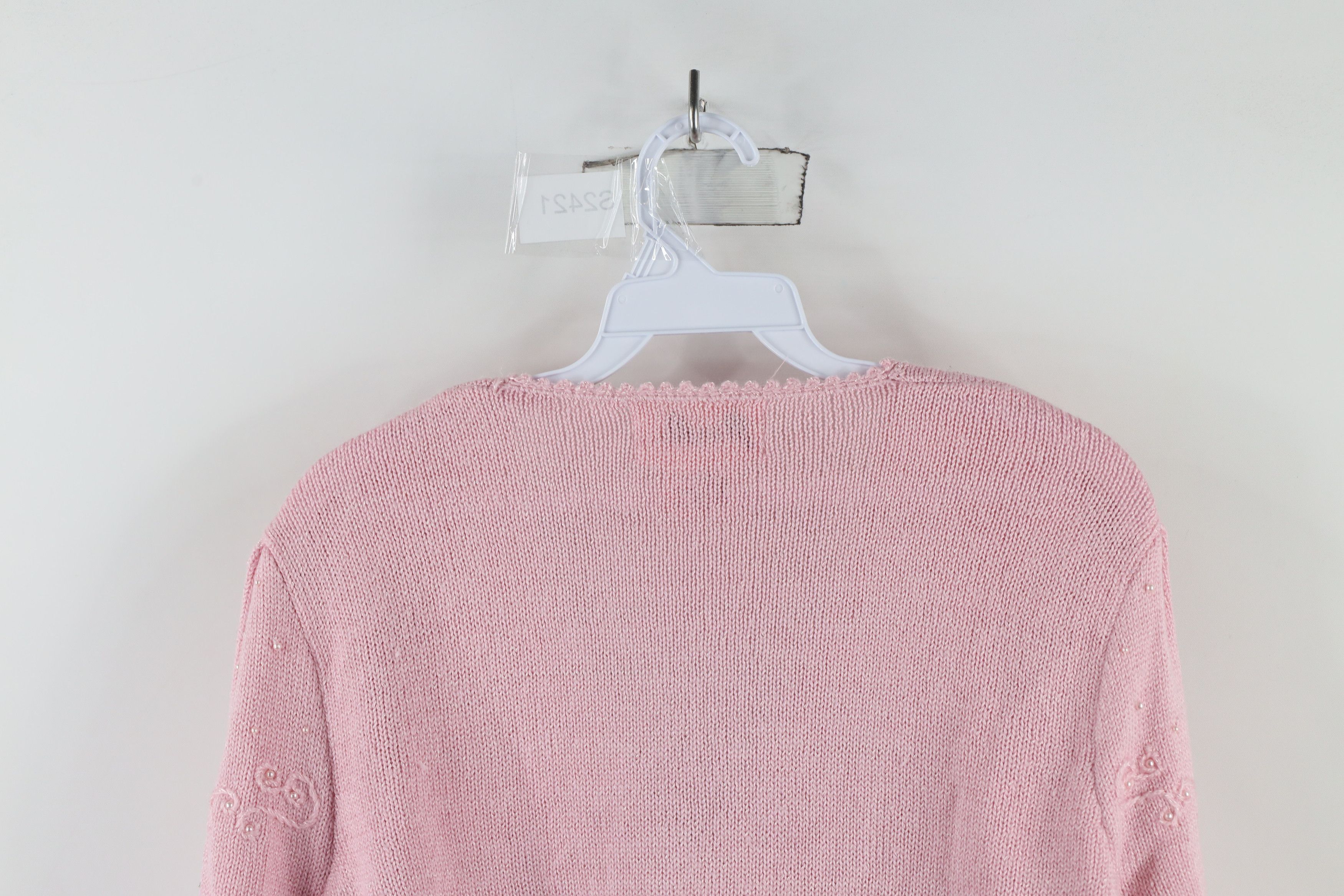 Vintage Vintage 80s 90s Mid Mod Beaded Puff Sleeve Knit Sweater Size L / US 10 / IT 46 - 12 Thumbnail