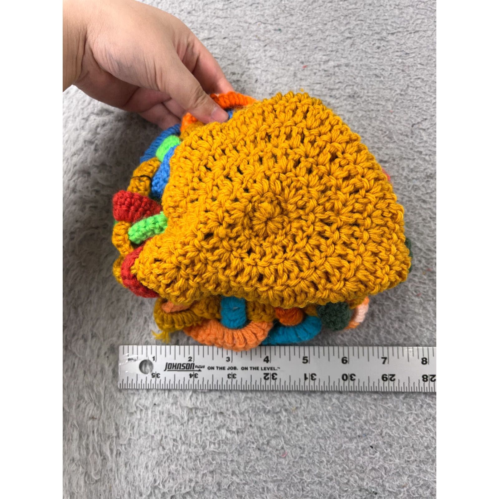 Vintage Handmade Beanie Toque Orange Adult One Size Knit Crochet Acrylic Ski Hat/Cap Unisex Beanie ; Size ONE SIZE - 3 Thumbnail