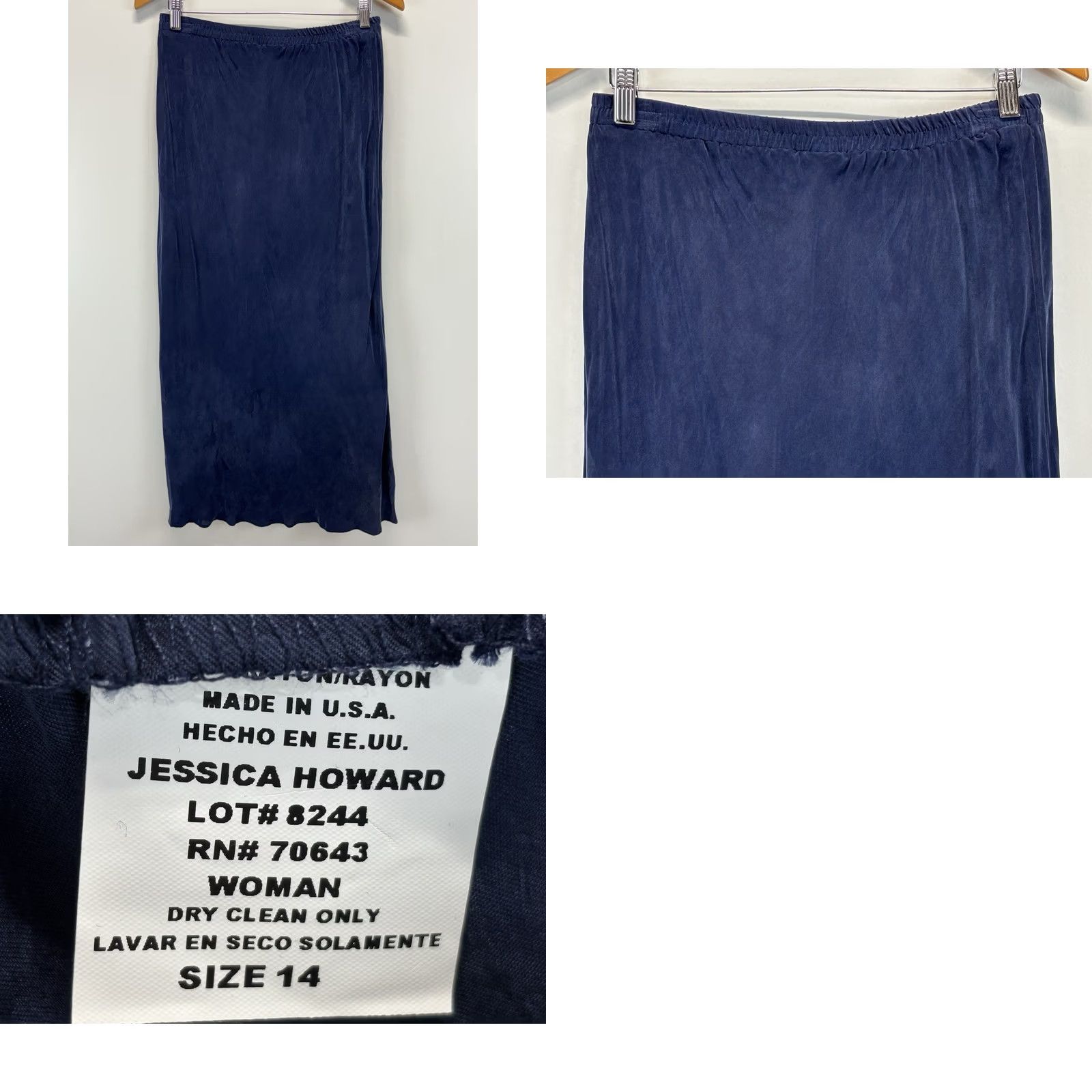 Vintage VINTAGE Jessica Howard 2 Pc Maxi Skirt Set Women's 14 Navy Blue Asymmetric USA Shirt/Skirt/Outfit/Set Mens Women Girls Boys Size 36" / US 14 / IT 50 - 9 Thumbnail