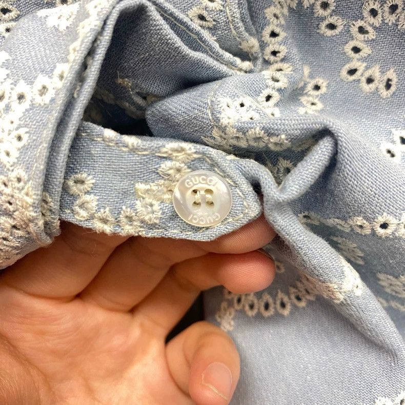 Gucci Gucci Light blue embroidered full-print long-sleeved dress Size S / US 4 / IT 40 - 5 Thumbnail