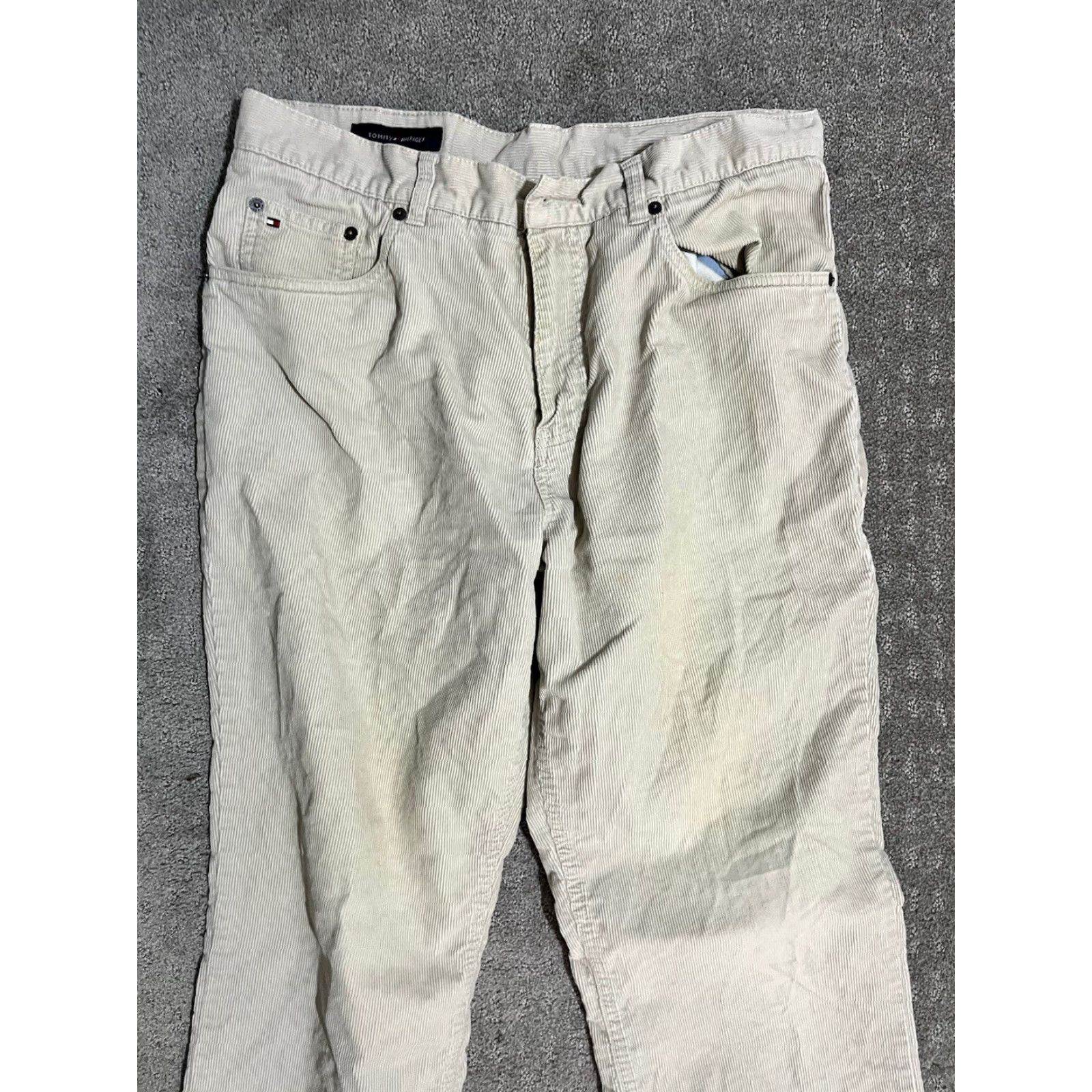 Tommy Hilfiger VINTAGE Tommy Hilfiger Pants Corduroy Dress Pants Men Beige 33 Regular Inseam 30 Straight 90s Preppy Mens Size US 33 - 2 Thumbnail