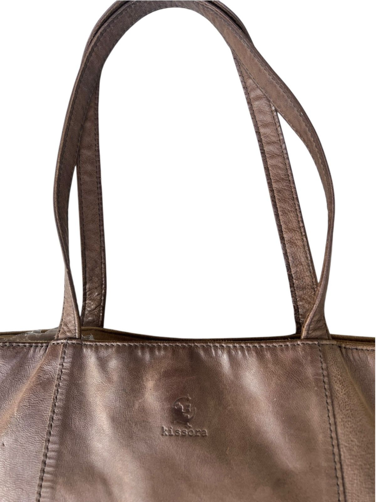 Leather Kissora Japan Faded Patina Leather Tote Bag Size ONE SIZE - 9 Thumbnail