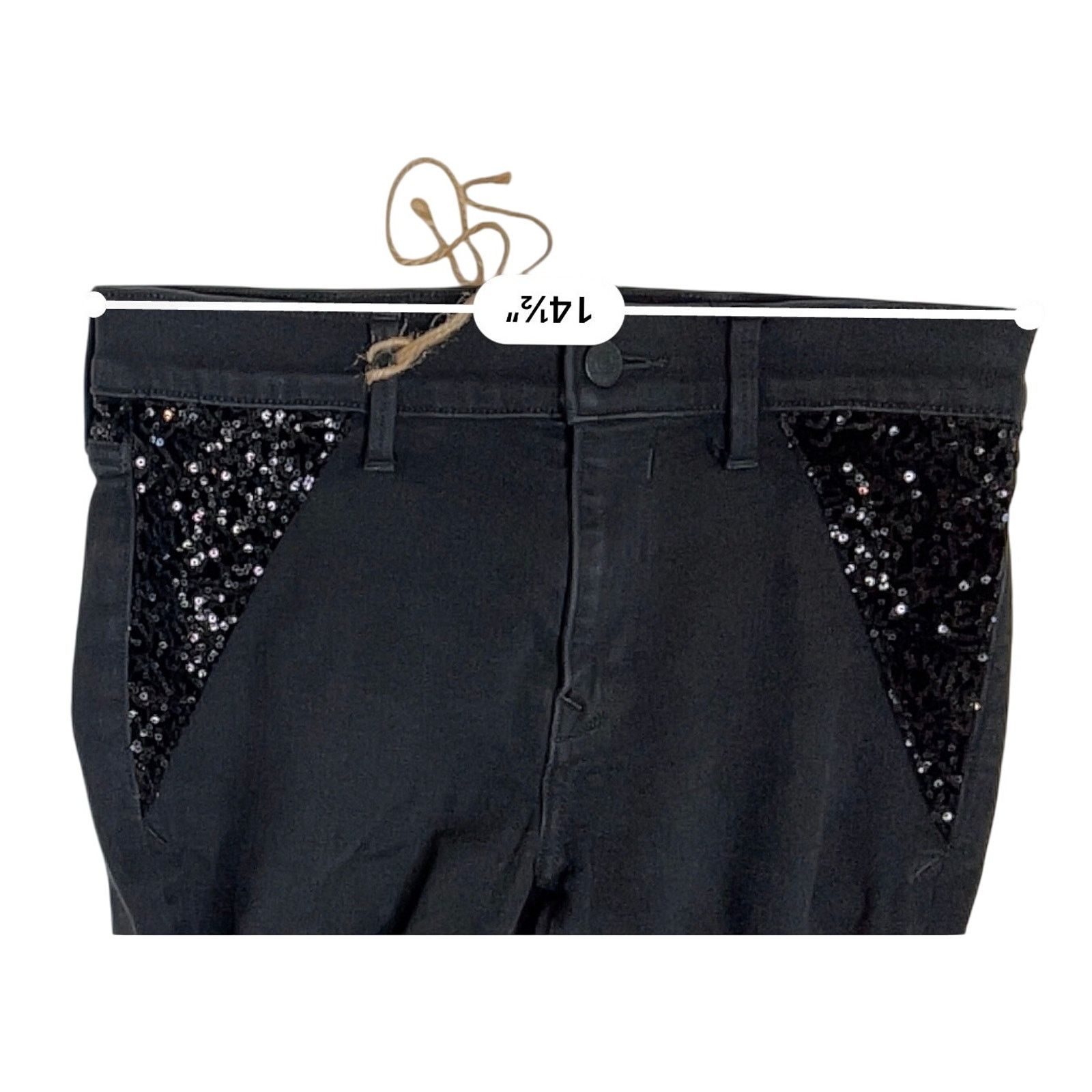 Express Express Sequin Skinny Black Jeans Stretch 4 Tall Y2k Baddie Size 27" / US 4 / IT 40 - 4 Thumbnail