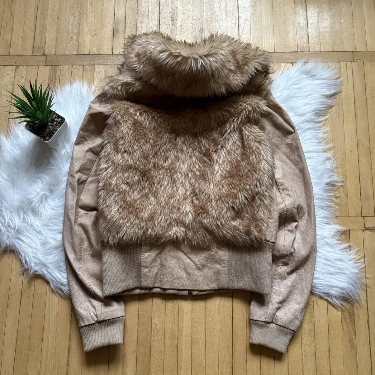 If Six Was Nine 📌 Vintage Y2K H&M Faux Fur Leather Avant-Garde Bomber Jacket Size S / US 4 / IT 40 - 10 Thumbnail