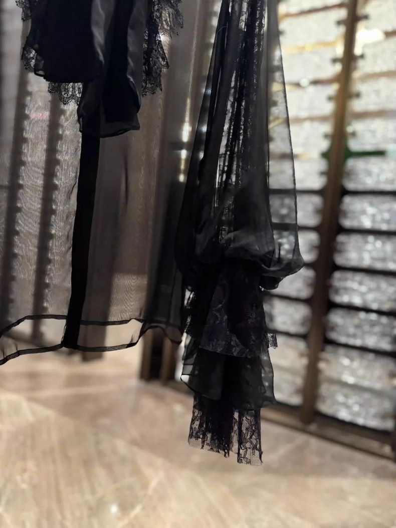 Saint Laurent Paris Saint Laurent Paris Saint Laurent Sheer Black Frill Blouse Size M / US 6-8 / IT 42-44 - 4 Thumbnail