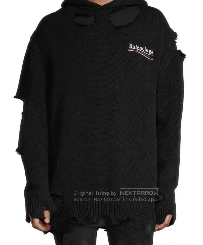 Balenciaga Balenciaga Distressed Hooded Sweatshirt Size US XS / EU 42 / 0 - 3 Thumbnail
