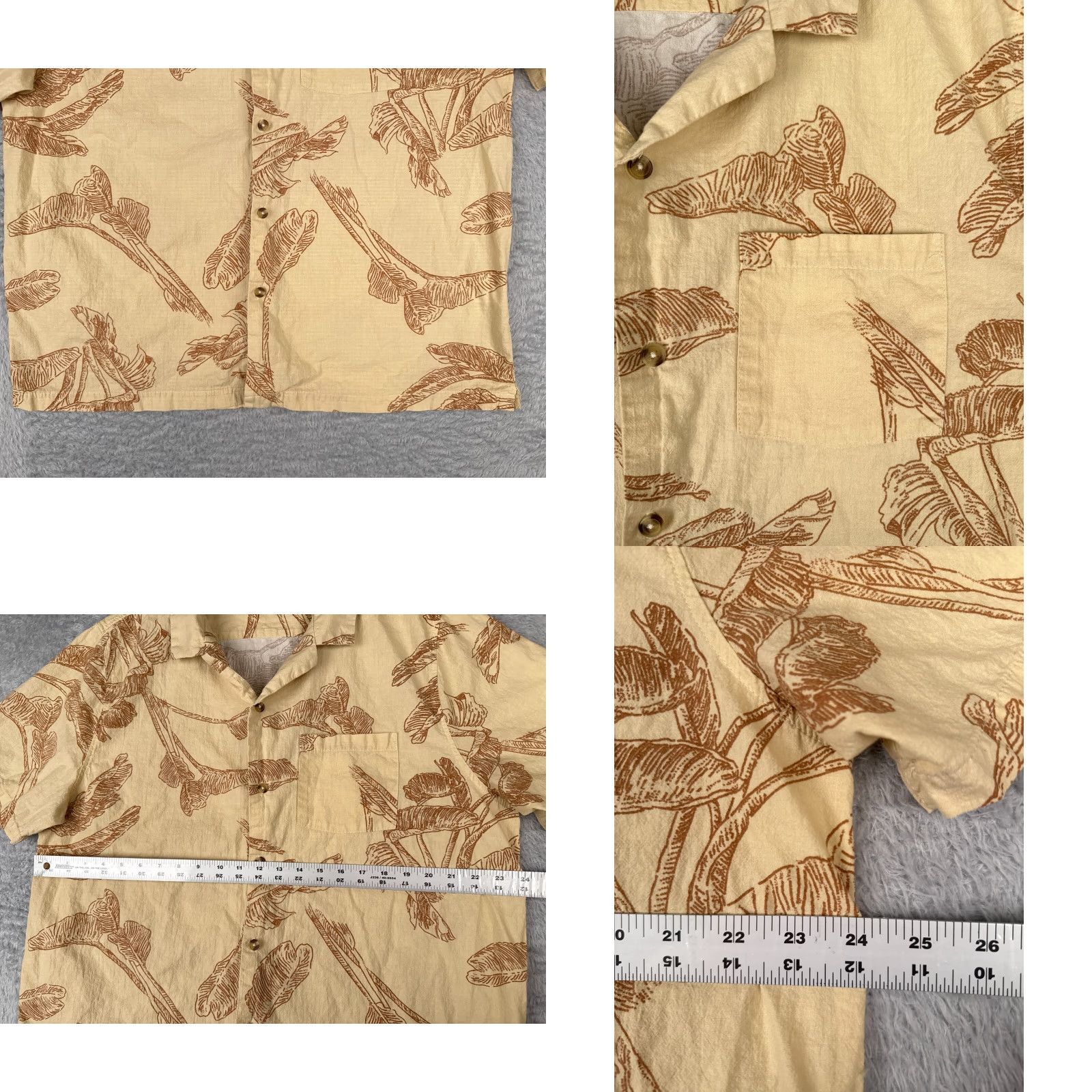 Cotton On Cotton On Garments Mens Hawaiian Shirt 2XL Yellow Beige Palm Leaf 100% Cotton Button-Up Short Sleeve Floral Hawaiian Shirt Mens Size US XXL / EU 58 / 5 - 8 Thumbnail