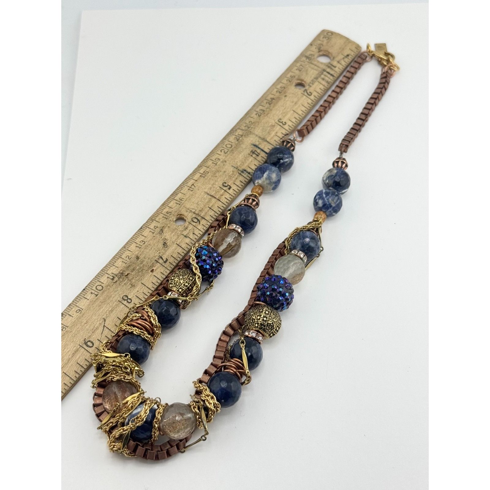 Vintage Vintage blue crystal glass and rhinestone chain collar neckl Size ONE SIZE - 5 Thumbnail