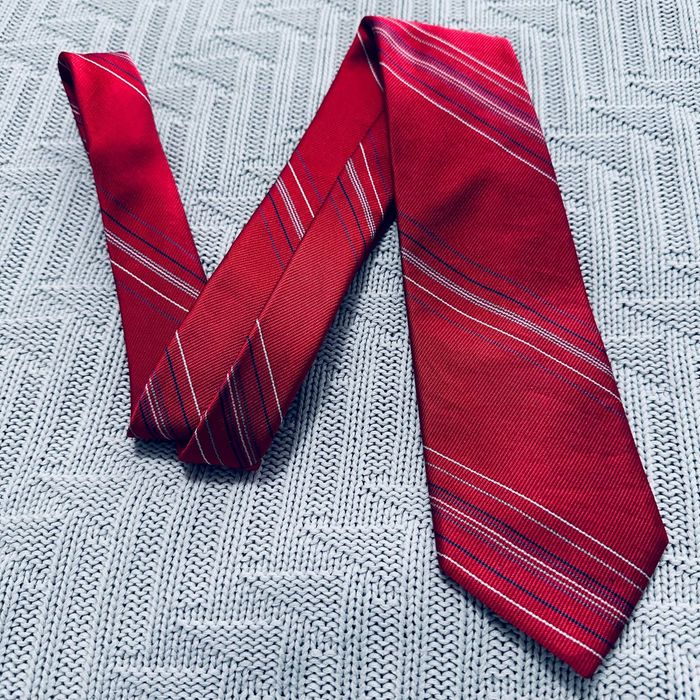 Vintage Vintage Reis red barcode striped silk tie Made in USA | Grailed