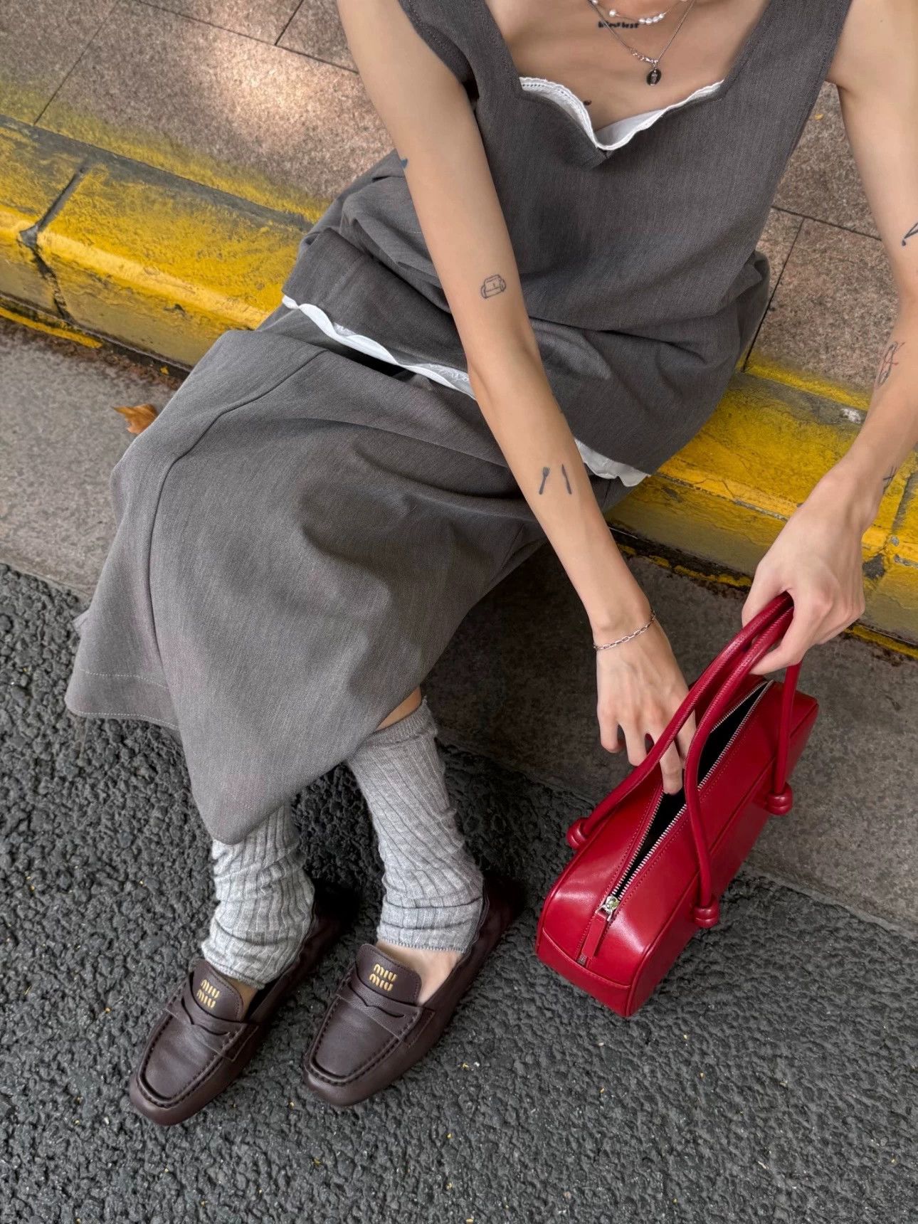 Miu Miu Miu Miu stone brown slip-on Nappa loafer Jang Won-young Size US 4.5 / IT 34.5 - 9 Thumbnail