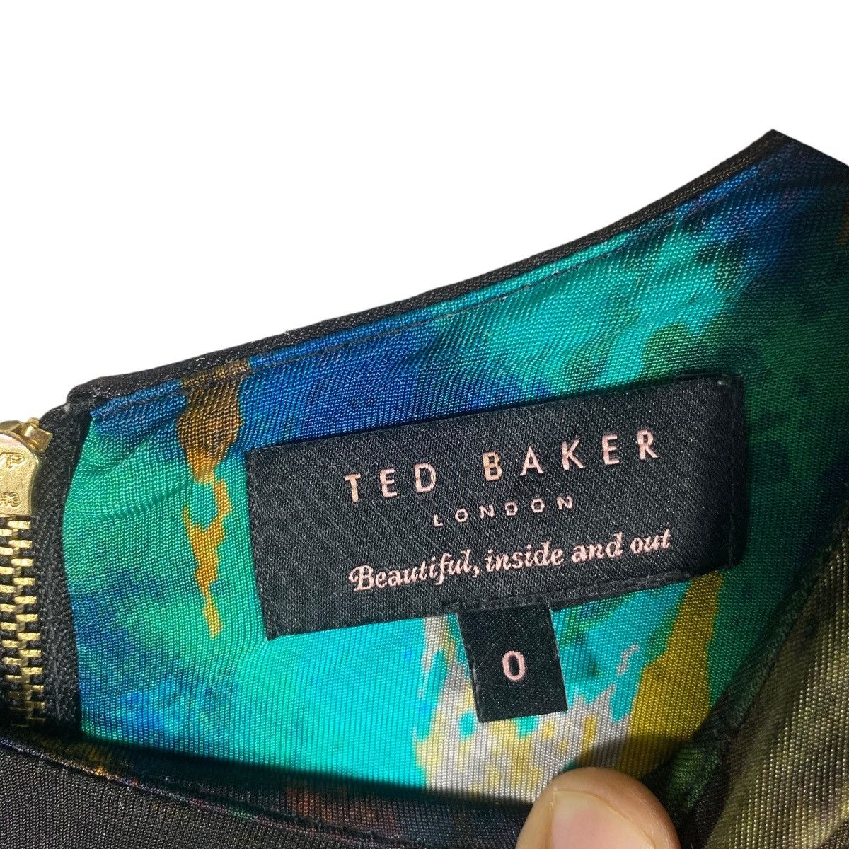 Designer × Ted Baker Ted Baker Draped Multicolor Stretch Dress Size XS / US 0-2 / IT 36-38 - 8 Thumbnail