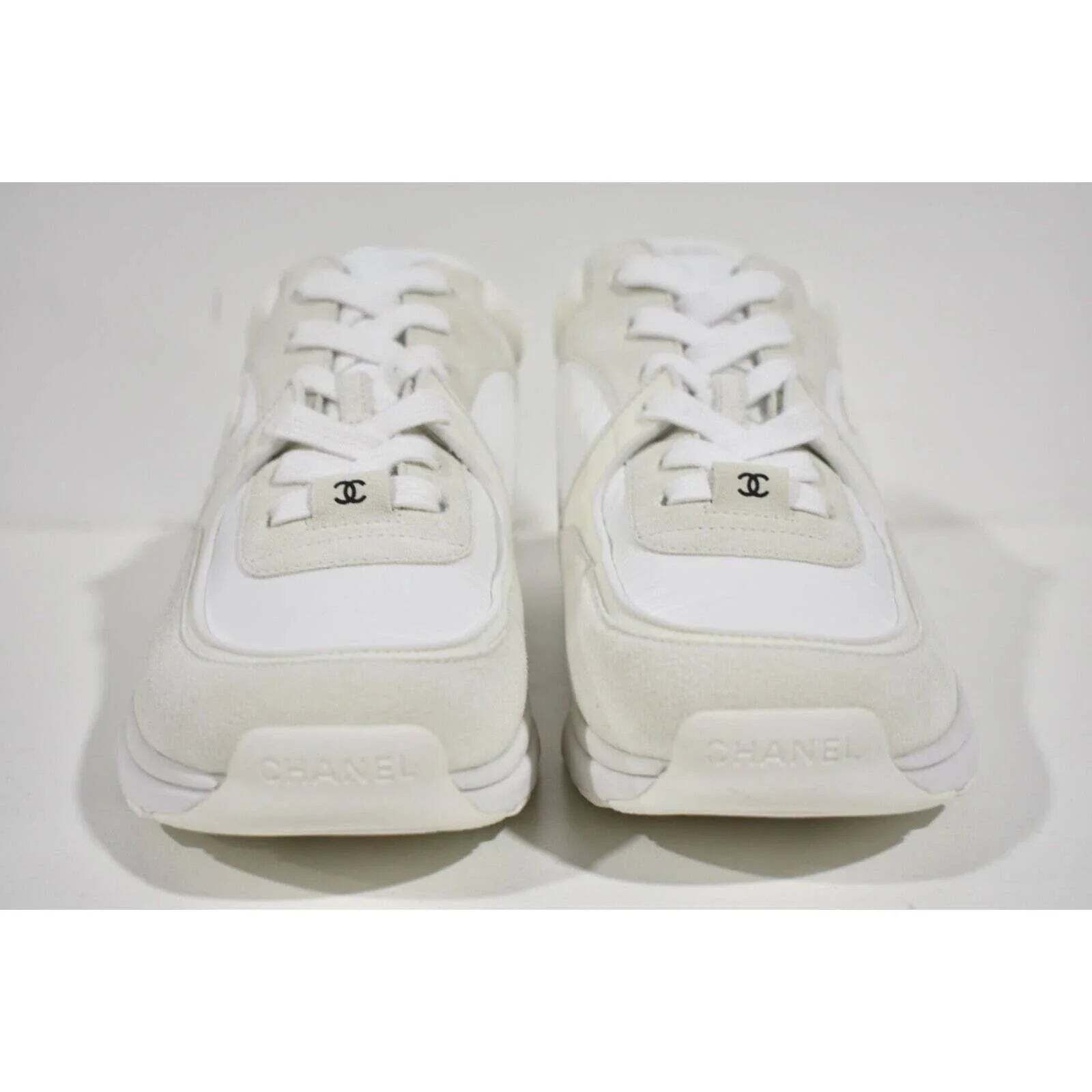 Chanel REV Classic Suede CC Lace Up Flat Runner Trainer Sneaker 37 Size US 7 / IT 37 - 6 Thumbnail