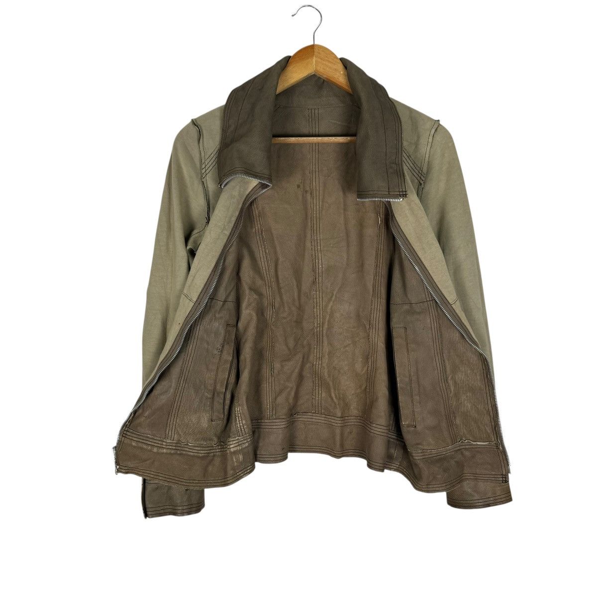 Genuine Leather ☀️ALCALI COWHIDE REVERSIBLE LEATHER JACKET LIKE RICK OWEN Size S / US 4 / IT 40 - 8 Thumbnail