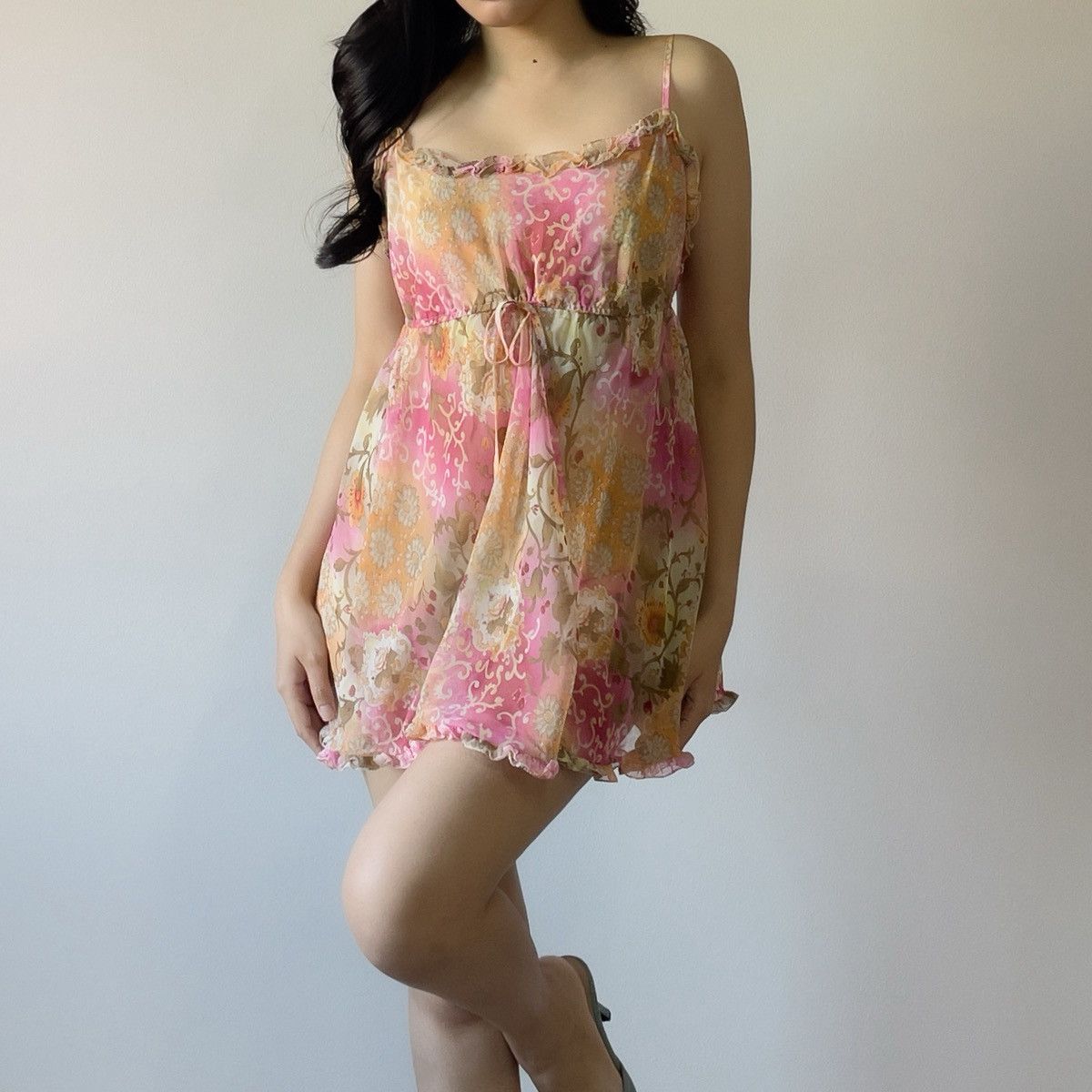 Victoria's Secret Victoria’s Secret 1990s Floral Chiffon Slip Dress (S–M) Size M / US 6-8 / IT 42-44 - 3 Thumbnail
