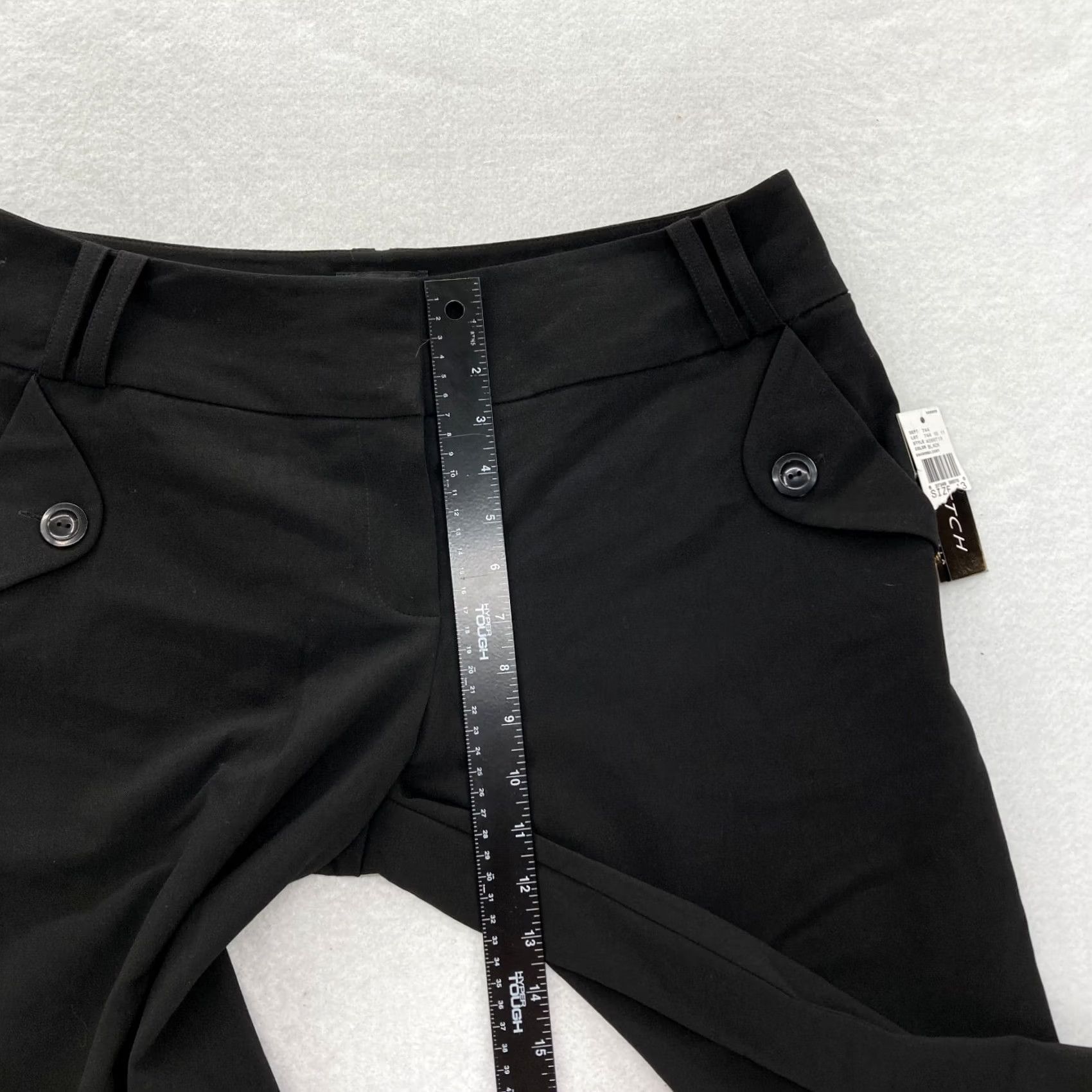 Vintage IZ Byer Pants Women's 13 Black Stretch Fabric Wide Leg Cropped Mid Rise NWT Size 34" / US 12 / IT 48 - 7 Thumbnail