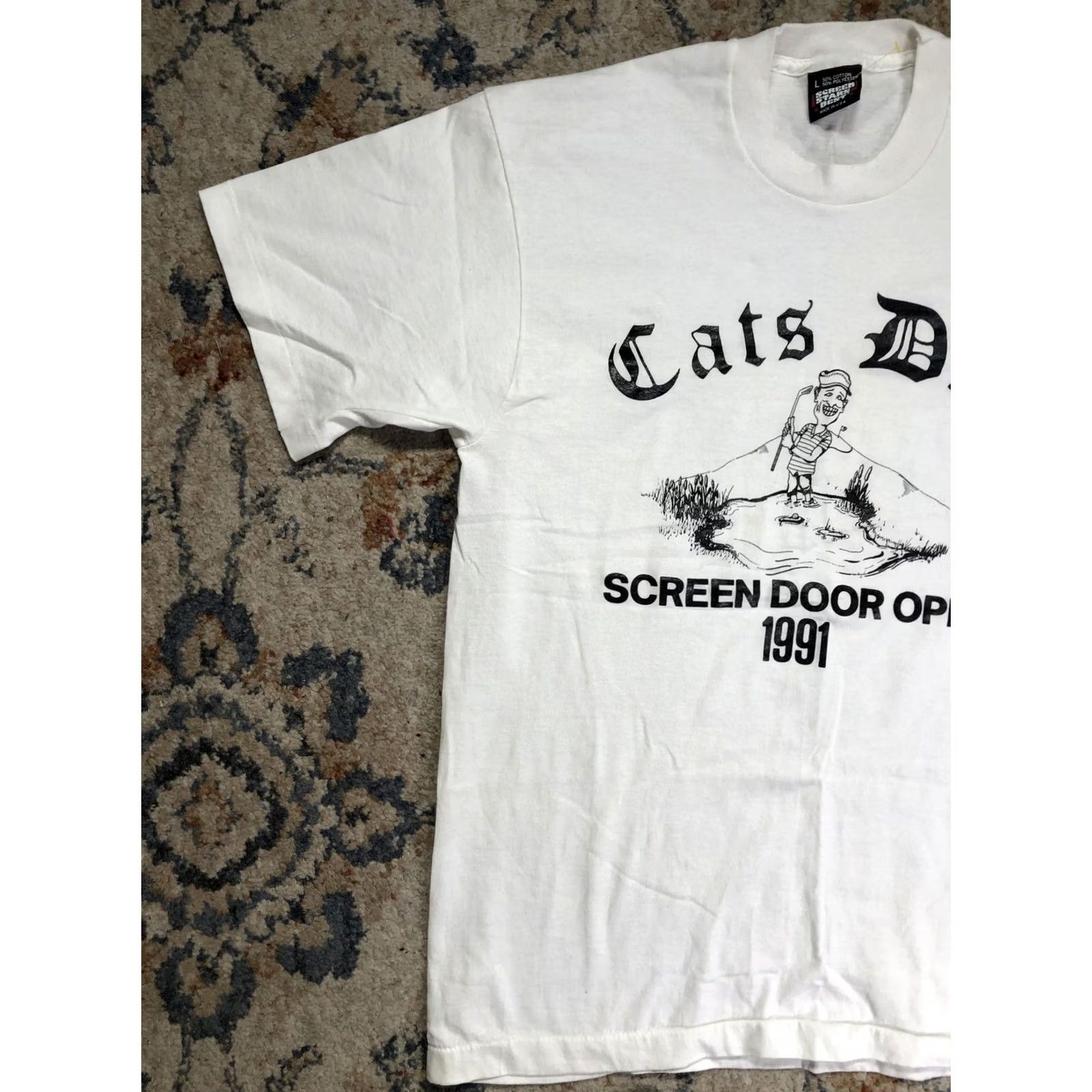 Vintage VINTAGE Screen Stars Best Cats Den Shirt Mens L White 1991 Graphic Tee USA 90s Shirt Mens L White Cats Den Screen Print Size US L / EU 52-54 / 3 - 3 Thumbnail