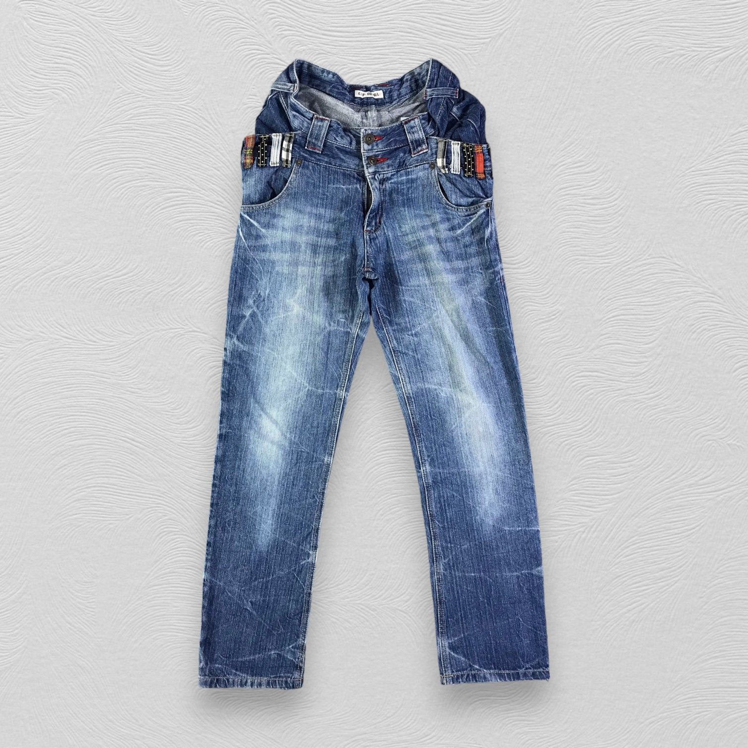 Japanese Brand Vintage Japanese Brand Faded Double Waist Jeans KJ1965 Size US 28 / EU 44 - 1 Thumbnail