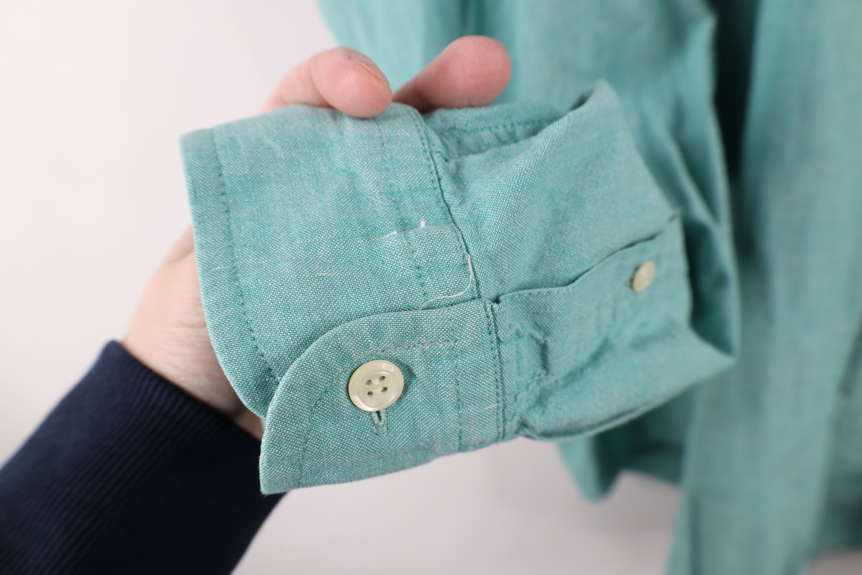 J.Crew × Vintage Vintage 90s J Crew Chambray Button Down Shirt Green Cotton Size US XL / EU 56 / 4 - 7 Thumbnail