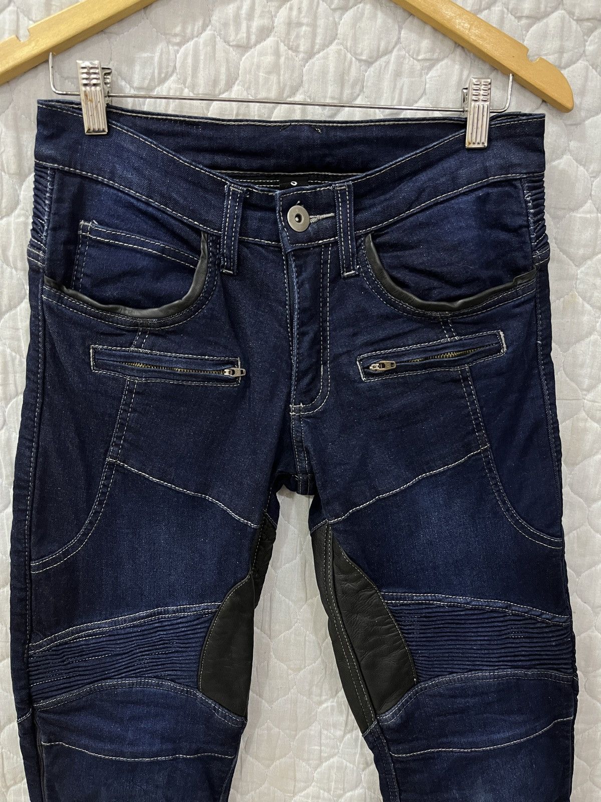 Designer (Xxxx)🔥🔥THE DEGNER CLASSIC KYOTO DENIM LEATHER BIKER PANTS Size US 30 / EU 46 - 6 Thumbnail