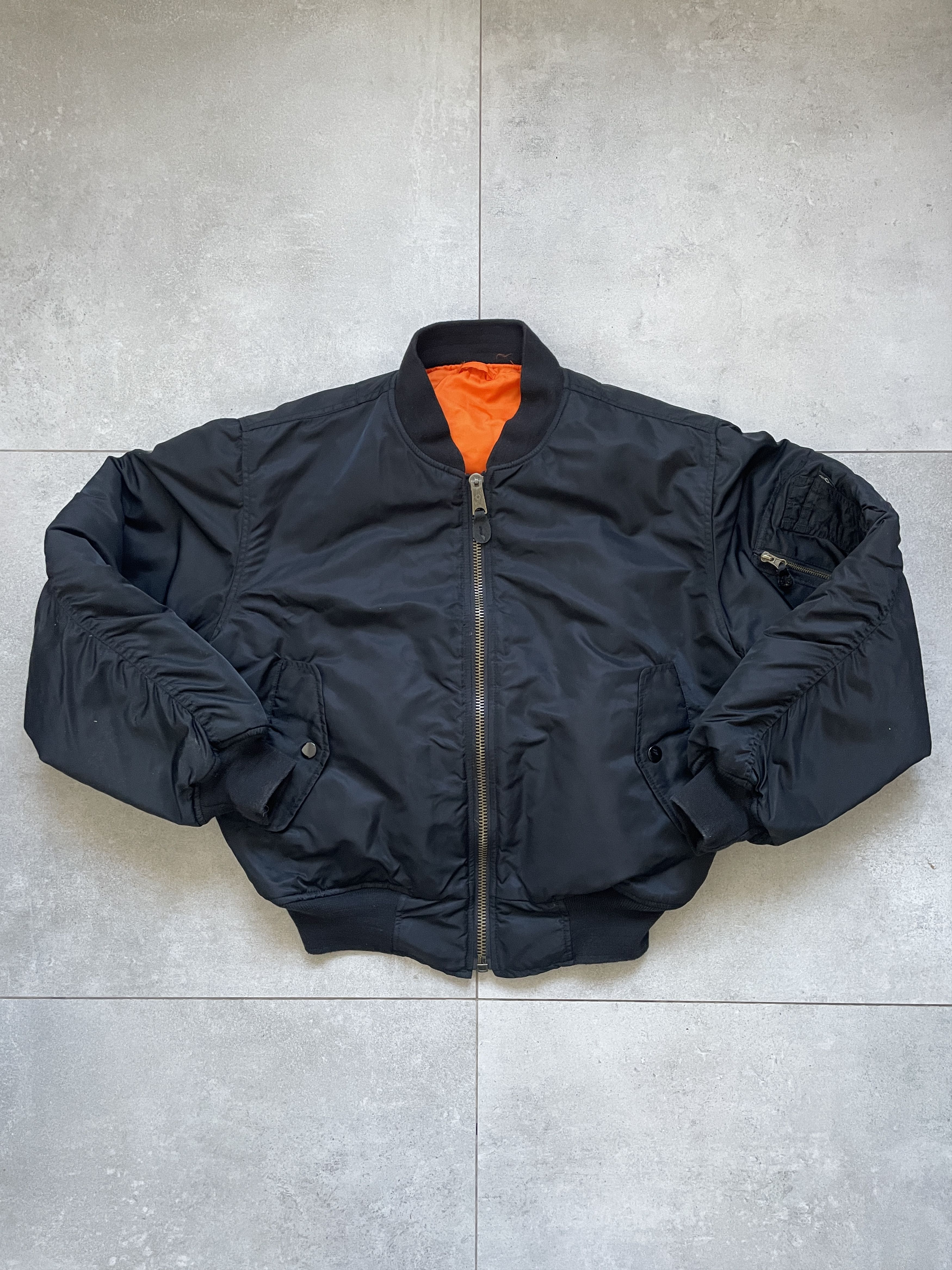 VINTAGE ALPHA TYPE BLACK OPIUM BOXY MA-1 BOMBER FLYER JACKET