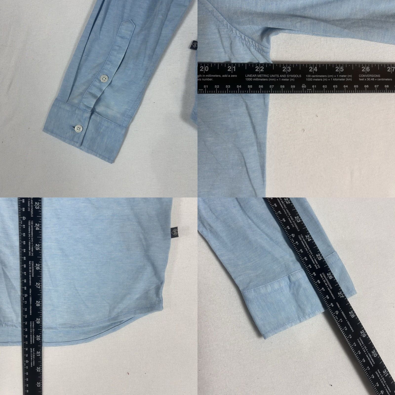 Vintage VINTAGE Indigo Star Shirt Men L Knit L/S Button-Down Burnout Indigo Star Shirt Men L Gray Solid Stars Knit Cotton Polyester Button-Up Long Sleeve Mens Size US L / EU 52-54 / 3 - 8 Thumbnail