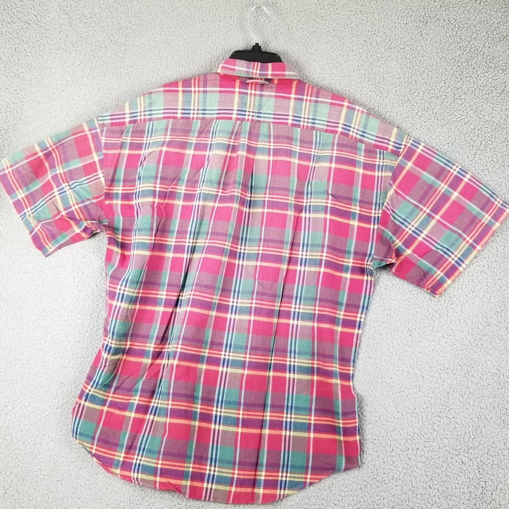Tommy Hilfiger VINTAGE Tommy Hilfiger Shirt Men L Pink Plaid Short Sleeve Button-Up Collared Barbie Casual Size US L / EU 52-54 / 3 - 6 Thumbnail