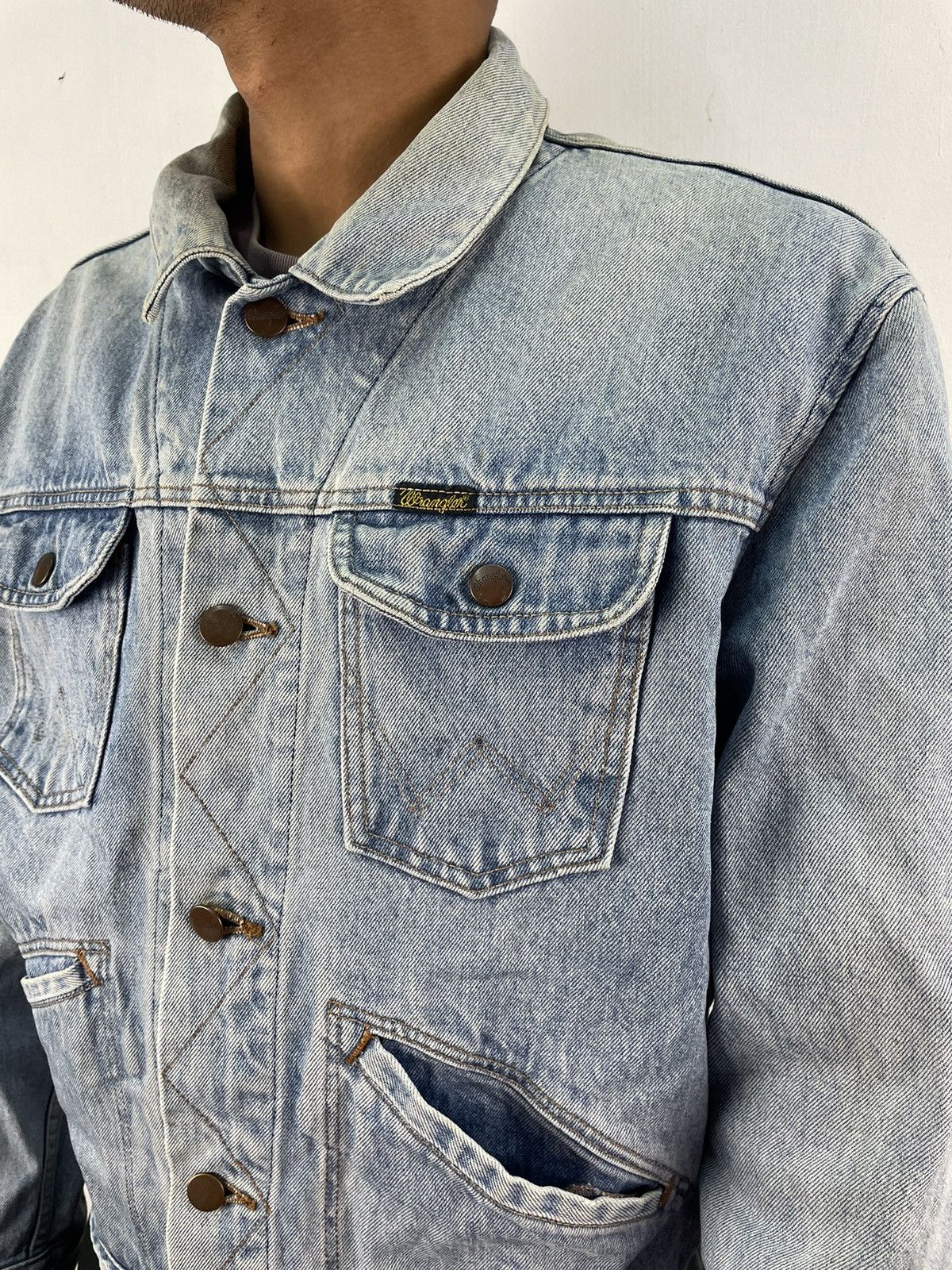 Vintage × Wrangler Vintage 70s 80s Wrangler Denim Trucker Jacket Faded Wash Size US L / EU 52-54 / 3 - 3 Thumbnail