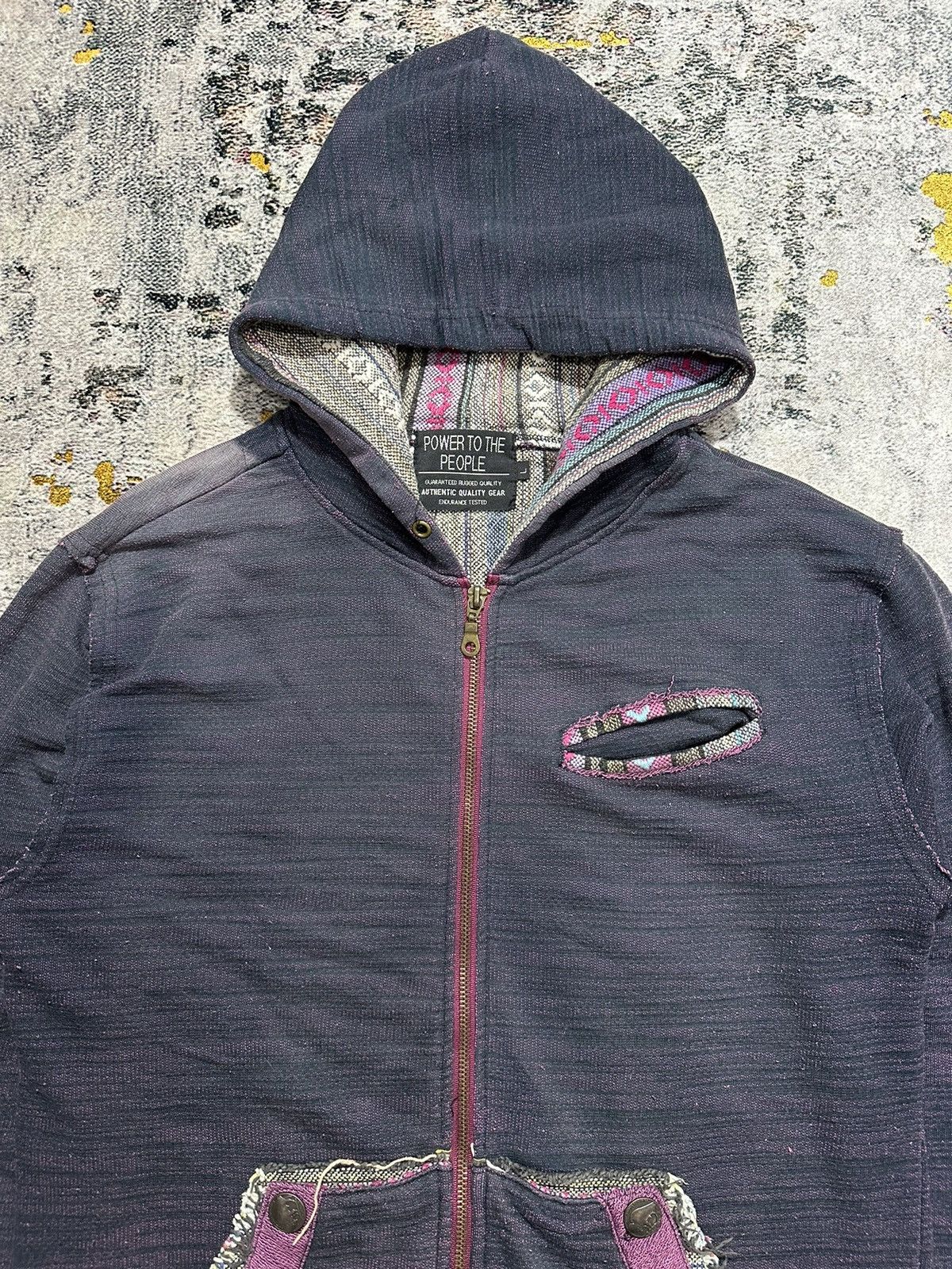 20471120 CRAZY FADED POWER TO THE PEOPLE DISTRESSED ZIP HOODIE PUNK Size US M / EU 48-50 / 2 - 2 Thumbnail