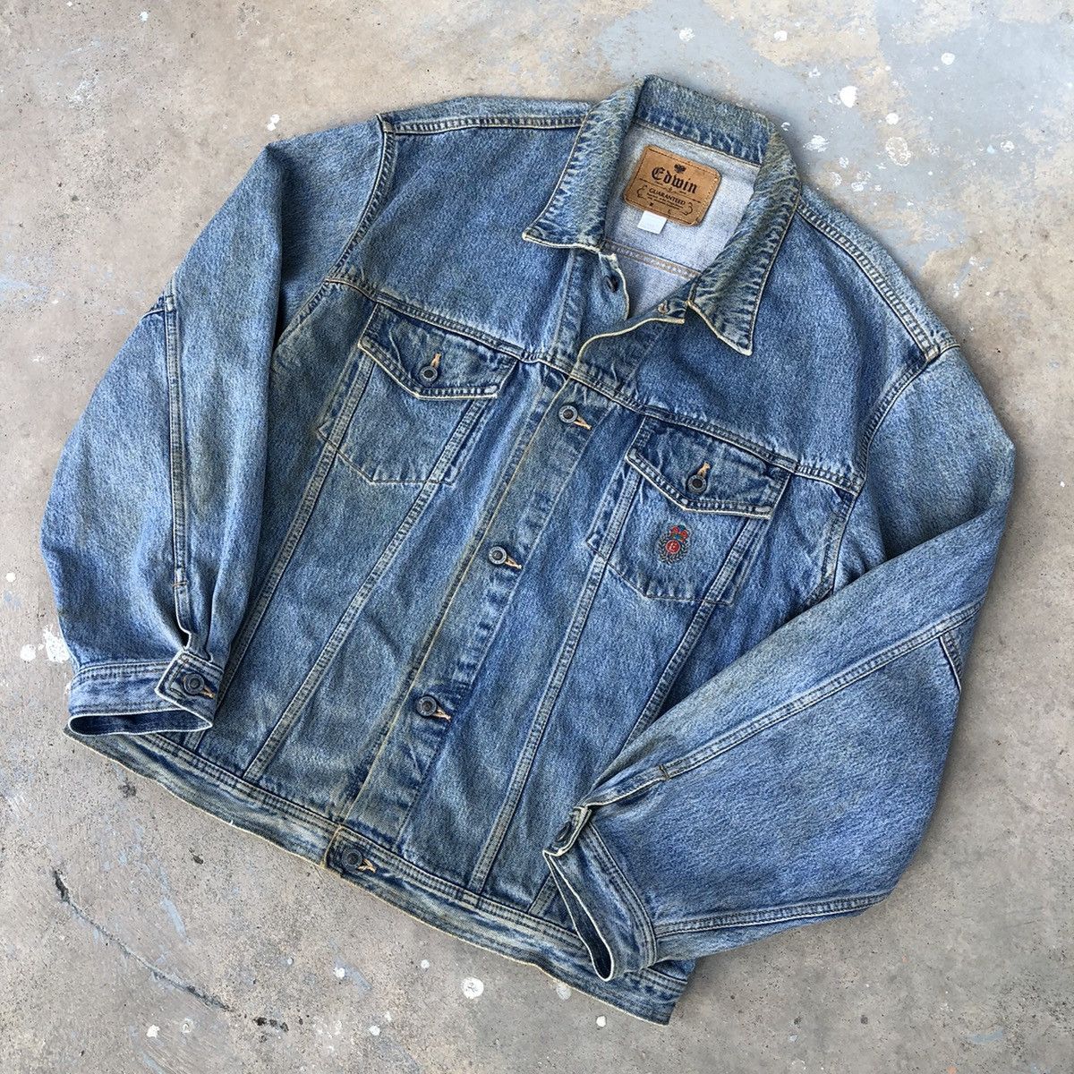 Edwin Vintage Edwin Men’s Embellished Denim Trucker Jacket Size US XXL / EU 58 / 5 - 2 Thumbnail