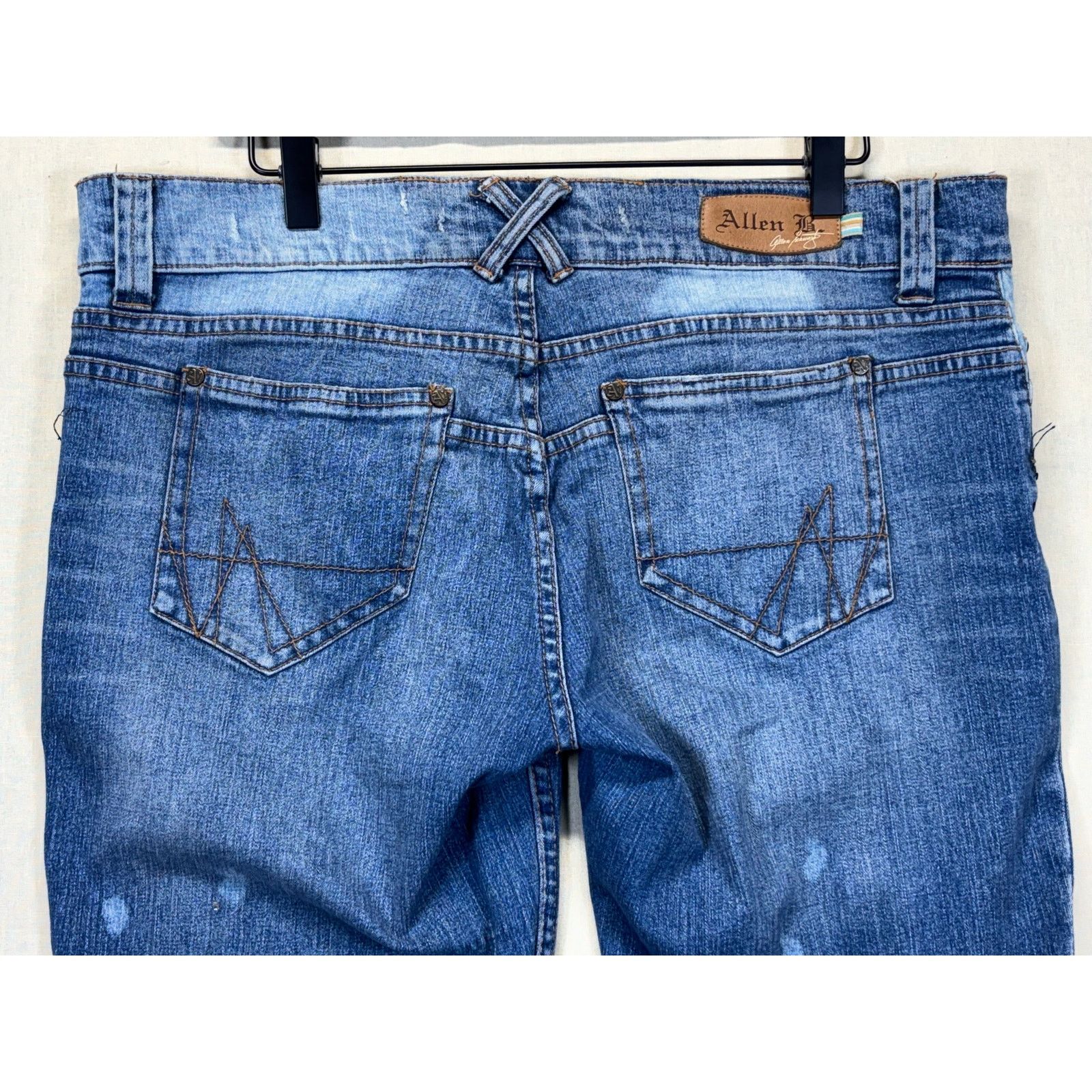 The Unbranded Brand Allen B Embellished Bootcut Jeans Blue Beaded Flare W32 Size 32" / US 10 / IT 46 - 15 Thumbnail