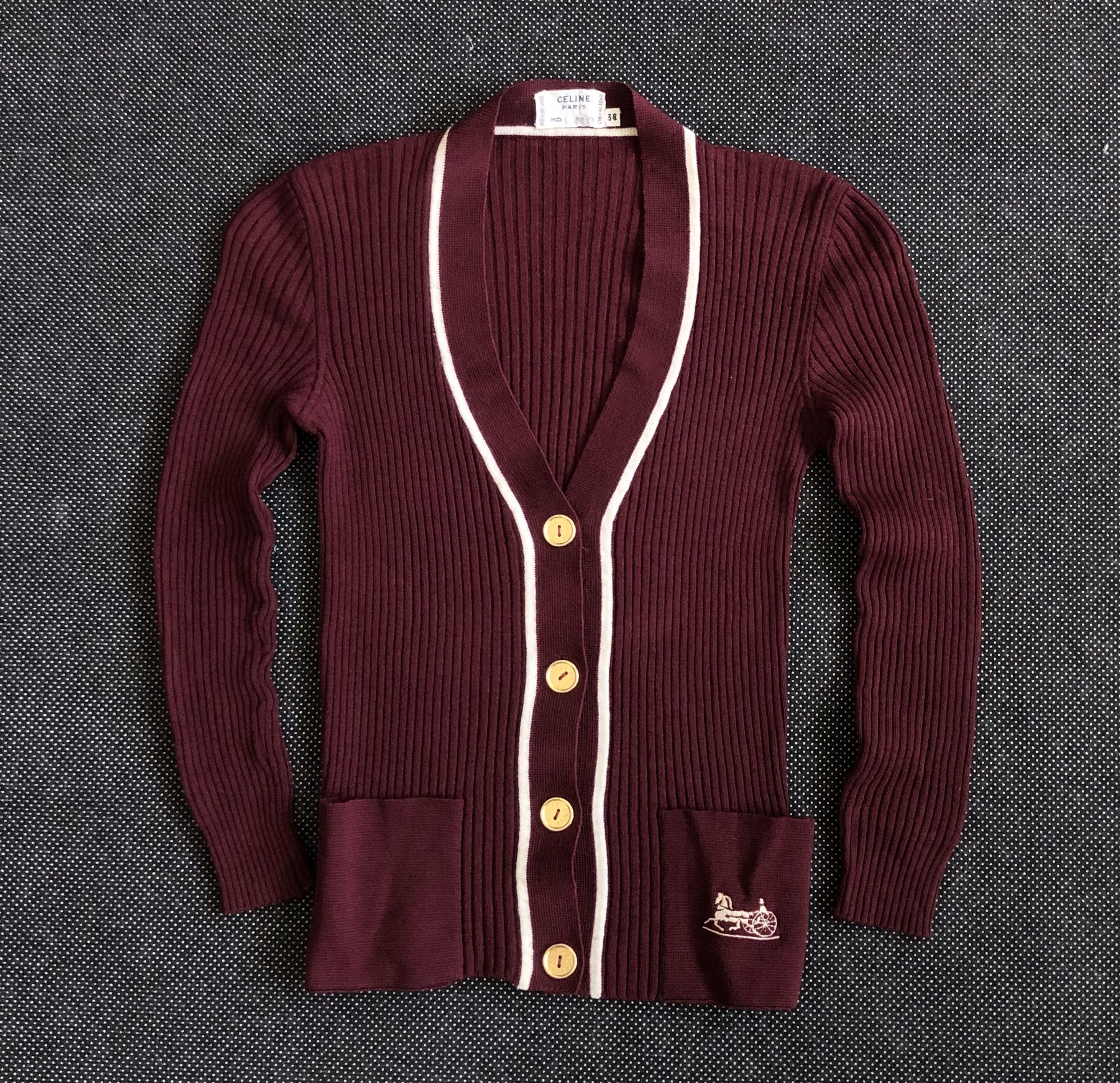 Celine × Vintage RARE🔥VINTAGE 80’S CELINE WOOL BLEND CARDIGAN SWEATER Size XXS / US 00 / IT 34 - 1 Thumbnail