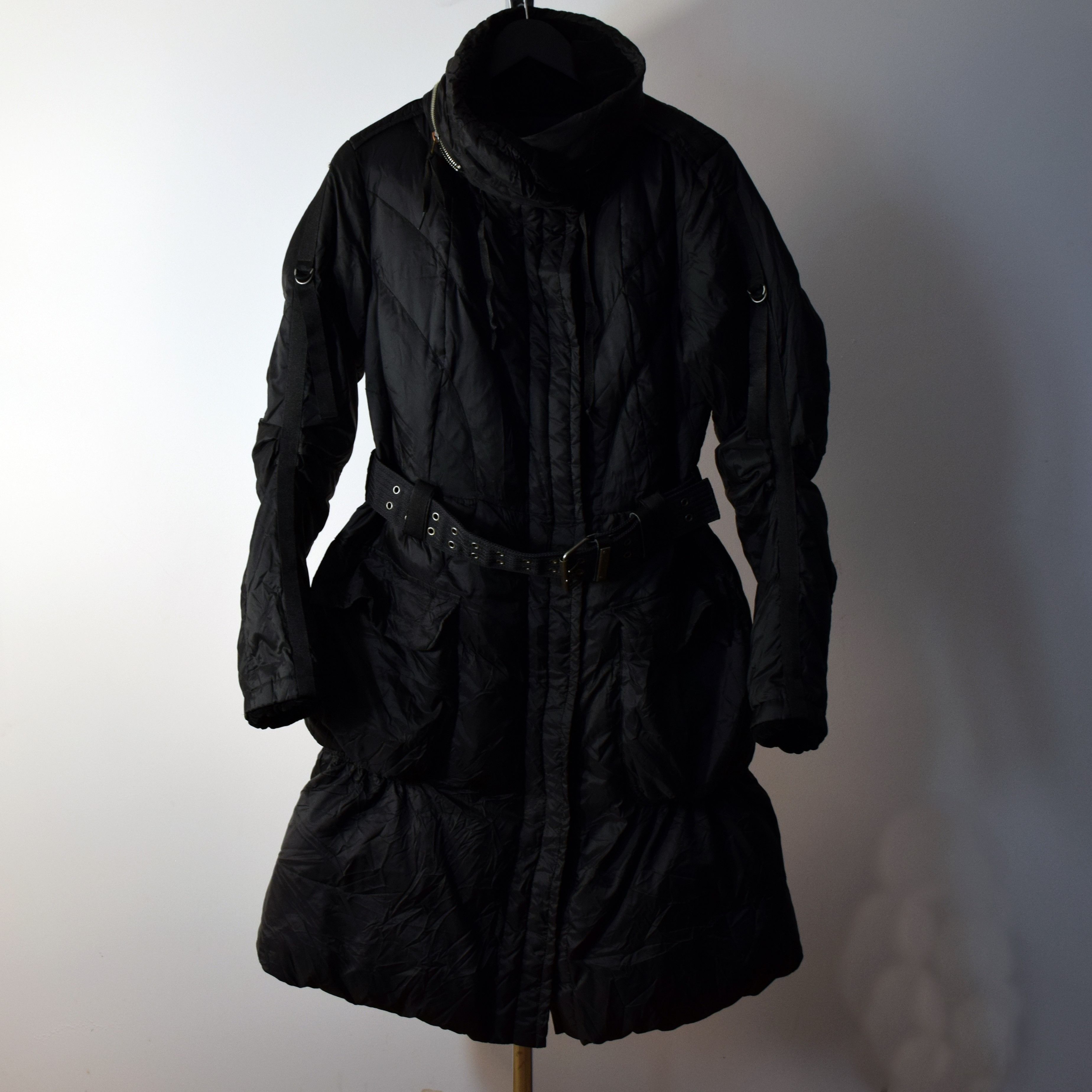 Marithe + Francois Girbaud × Vintage Marithe Francois Girbaud Black Hooded Long Coat Jacket Size S / US 4 / IT 40 - 1 Thumbnail