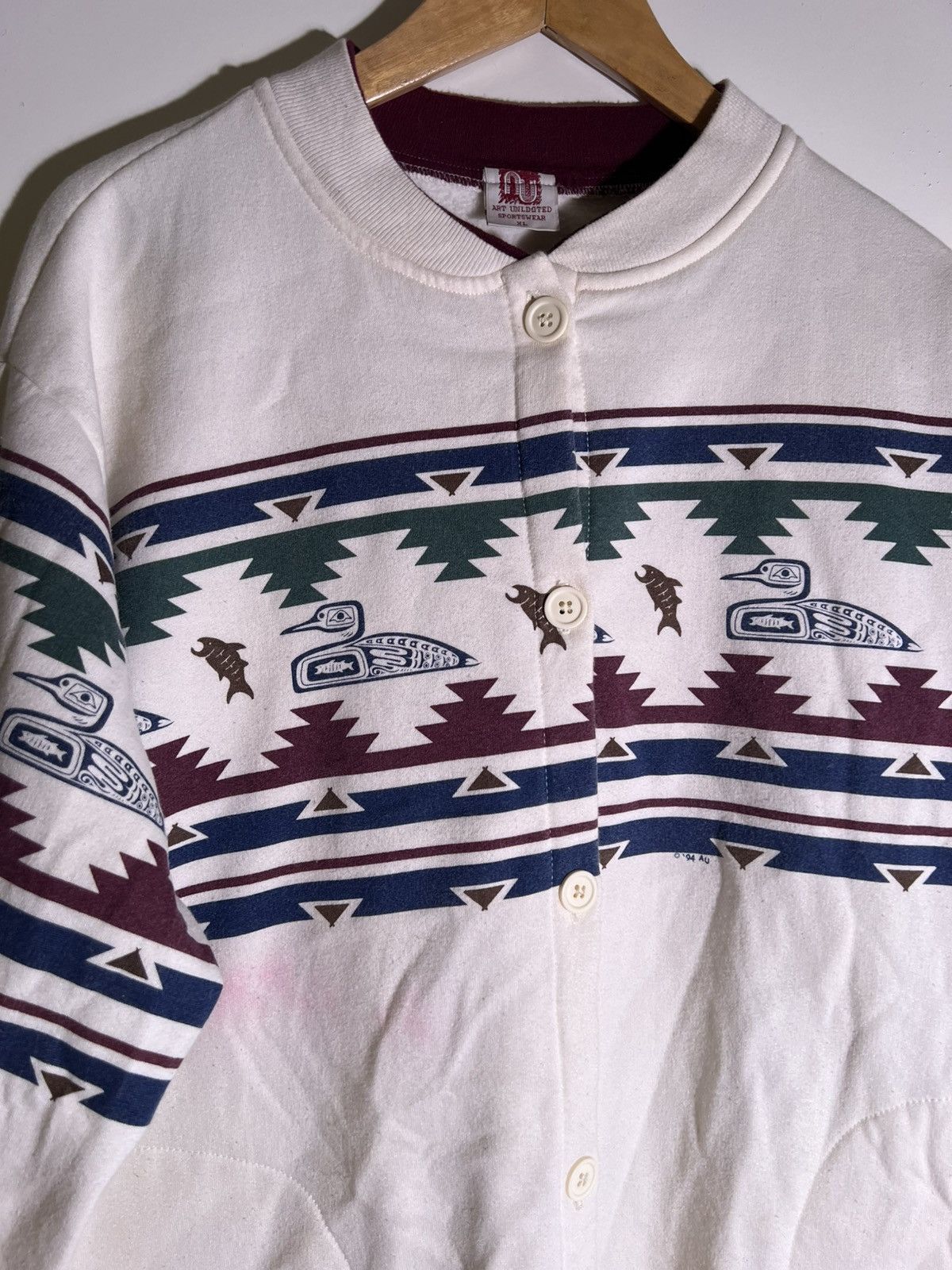 Vintage 80’s 90’s VTG Vintage Art Unlimited Retro Aztec Sweatshirt Size US XL / EU 56 / 4 - 4 Thumbnail
