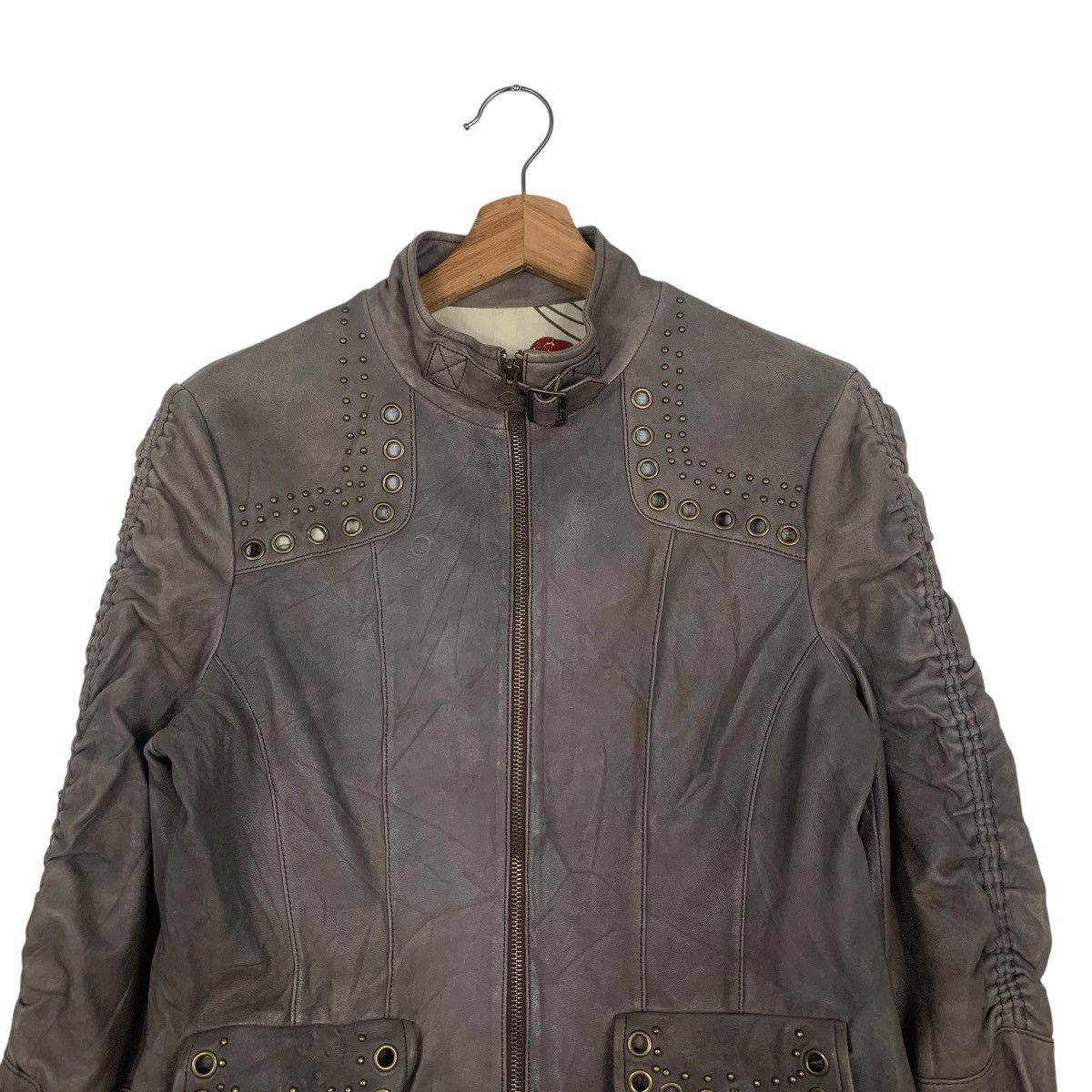 Japanese Brand Stylish Fashion Women’s Leather Jacket #1800-C16 Size S / US 4 / IT 40 - 2 Thumbnail
