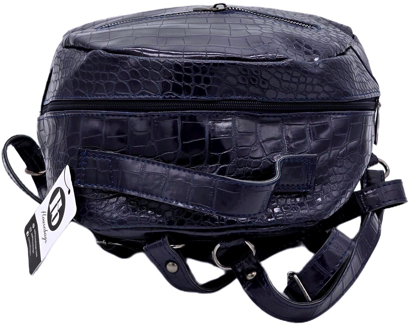 Other Housebags Navy Crocodile-Texture Faux Leather Backpack Size ONE SIZE - 5 Thumbnail