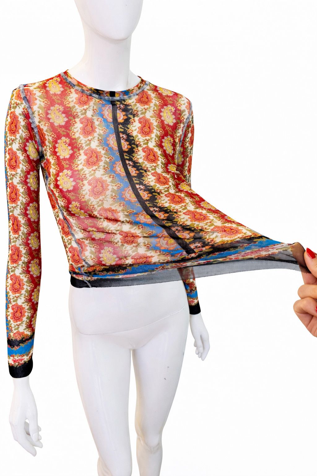 Jean Paul Gaultier Jean Paul Gaultier Mesh Top | Paisley Scarf Print | Sheer Size US S / EU 44-46 / 1 - 1 Thumbnail