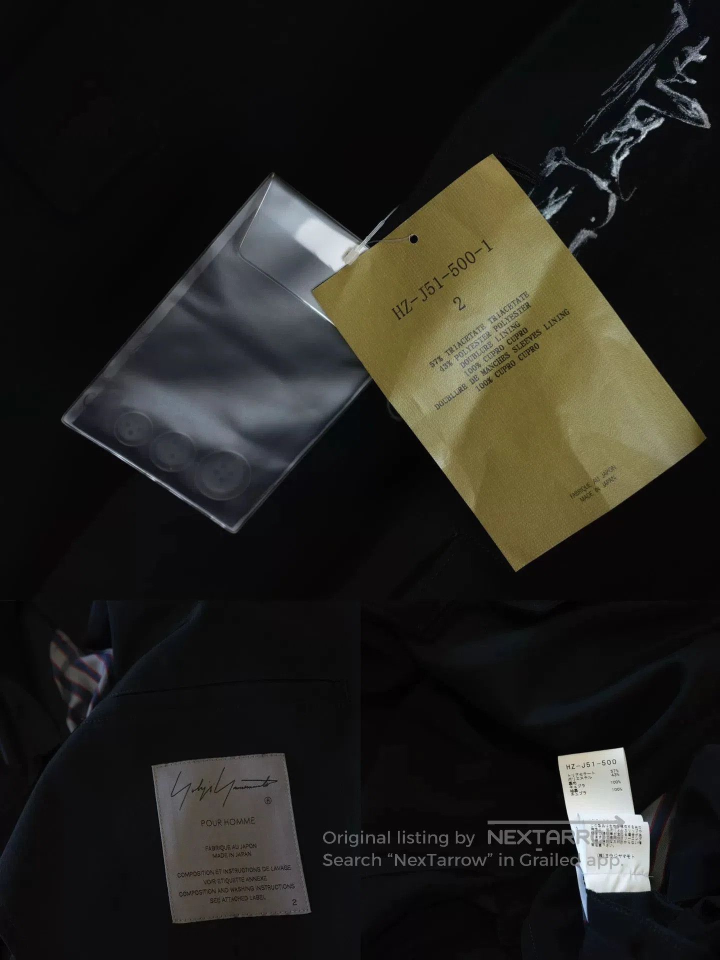 Yohji Yamamoto Yohji Yamamoto Three Acetate Jacket. Size US M / EU 48-50 / 2 - 8 Thumbnail