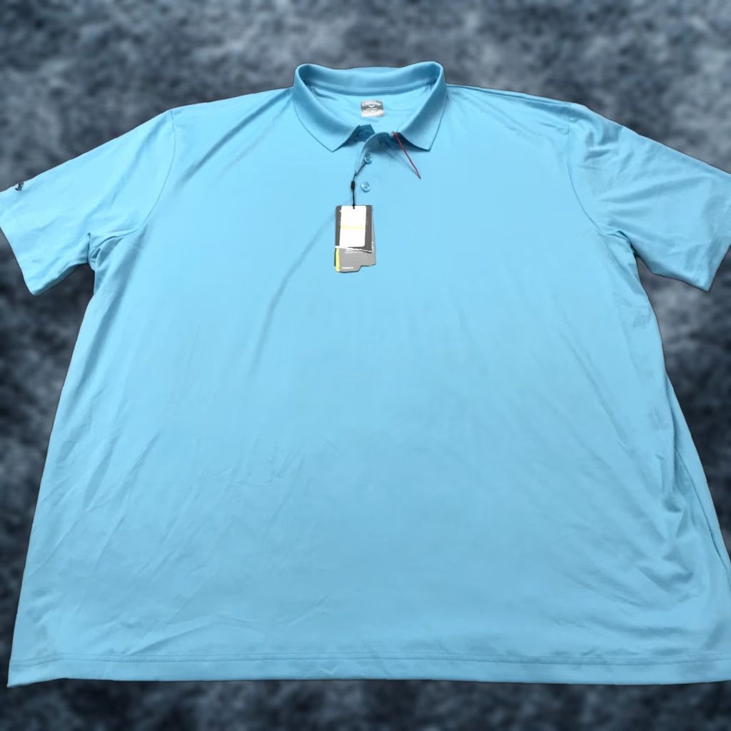 Callaway Polo Shirt Mens 4XL Blue Stretch Opti Dri Golf Performance NWT Polo Shirt Mens 4XL Blue Sport Classic Logo Golf NWT