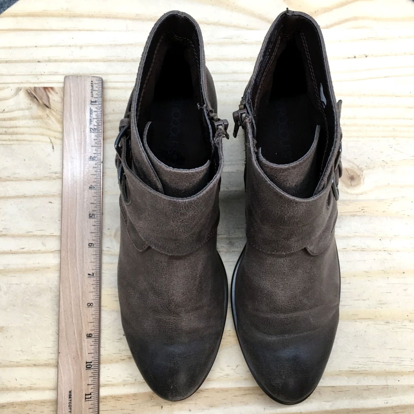 Vintage Aerosoles Boots Womens 9 M Urban Myth Ankle Bootie Brown Monk Strap Casual Block Heel Size US 9 / IT 39 - 6 Thumbnail