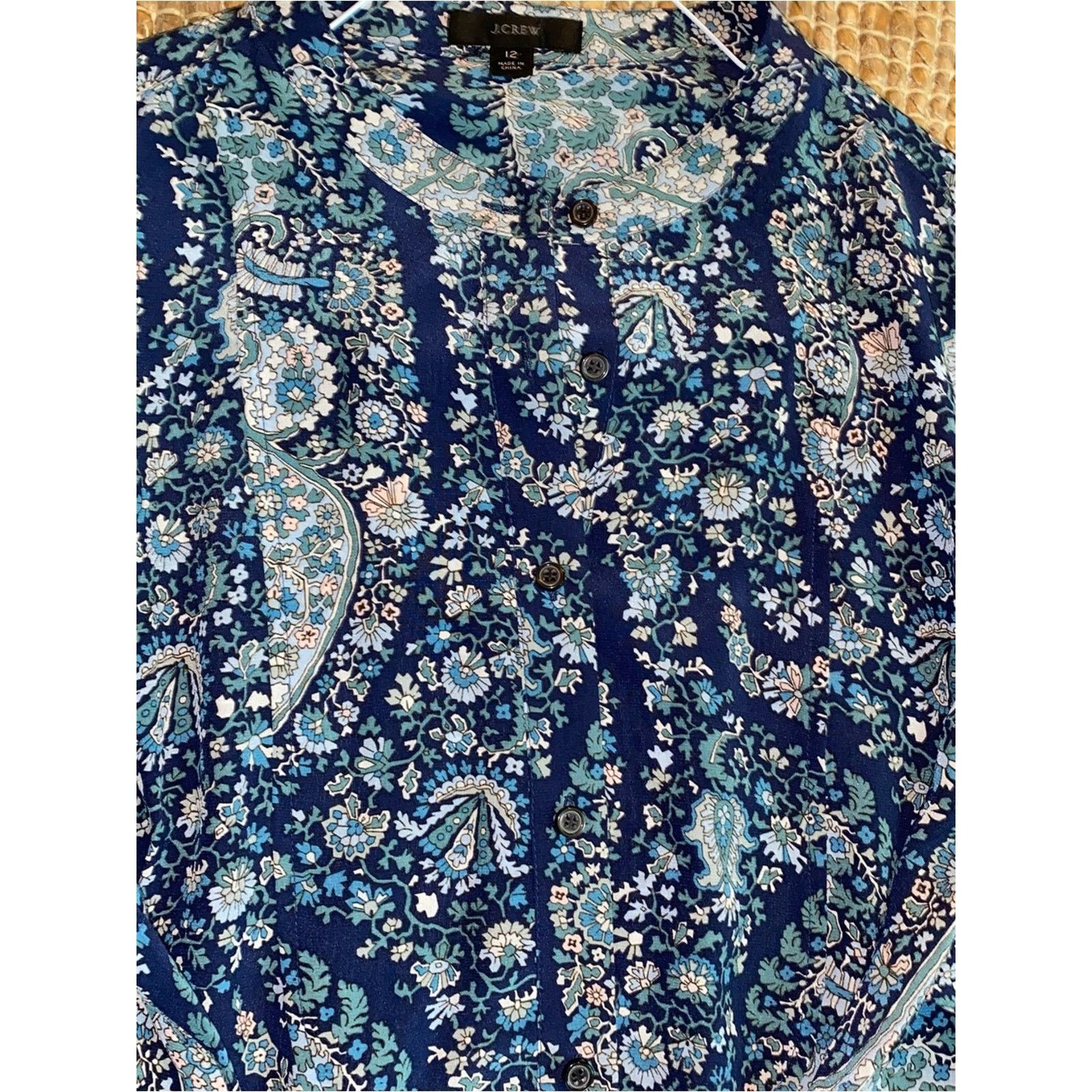 J.Crew JCrew $228 Tie-front Silk Shirt-Dress Blue Paisley 12 NWOT Size XL / US 12-14 / IT 48-50 - 10 Thumbnail