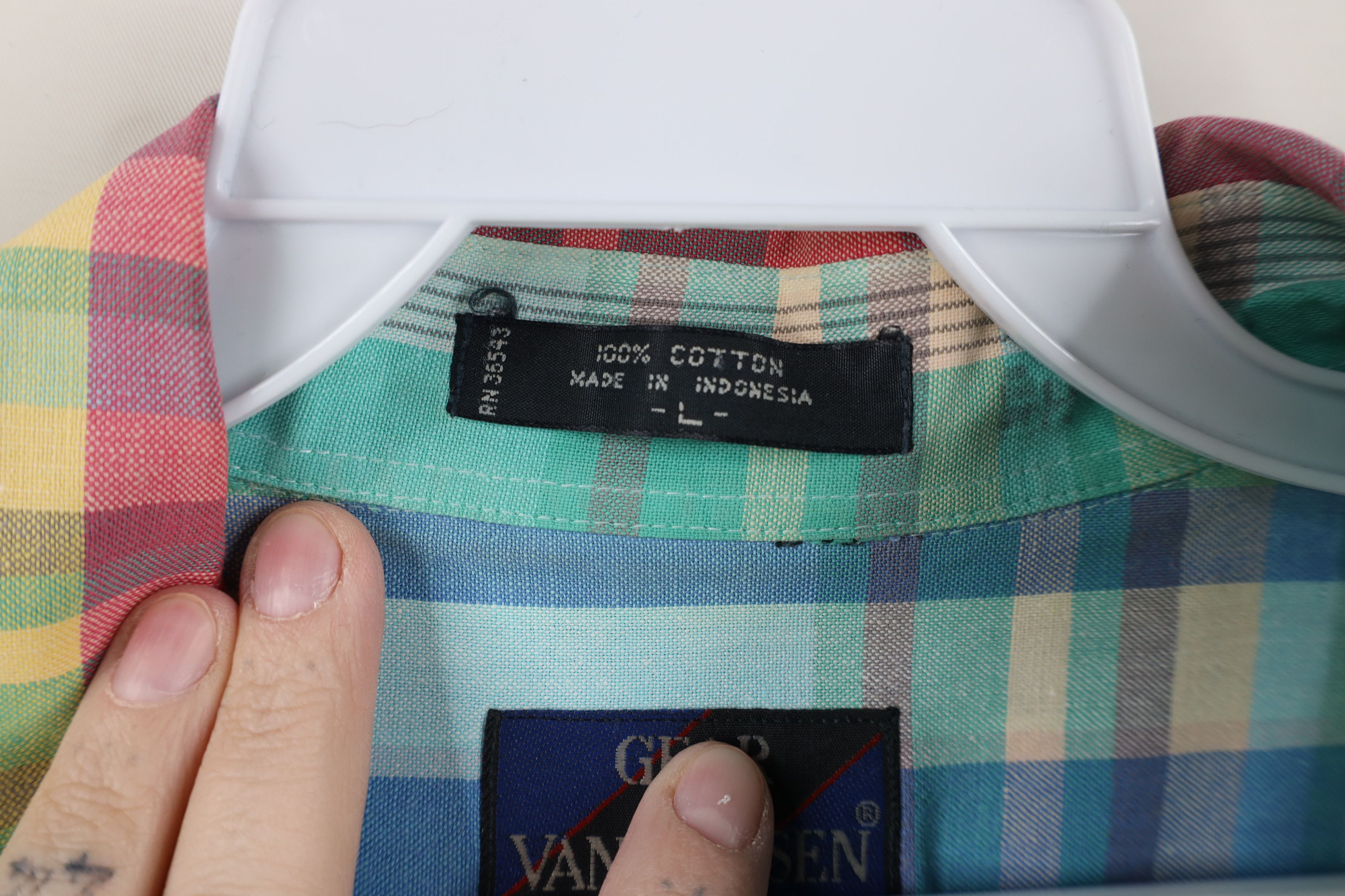 Vintage Vintage 90s Streetwear Rainbow Madras Button Down Shirt Size US L / EU 52-54 / 3 - 8 Thumbnail