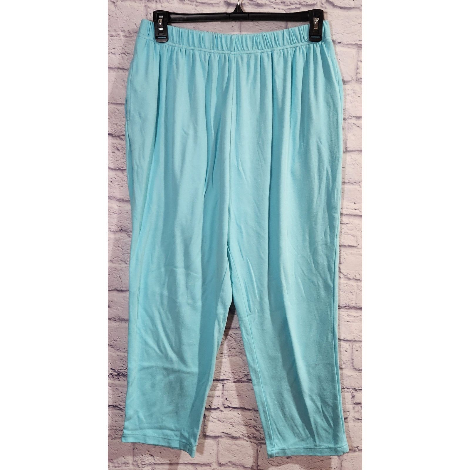 Other Woman Within Teal Blue Elastic Waist Sweatpants 1X Plus Size 32" / US 10 / IT 46 - 1 Thumbnail