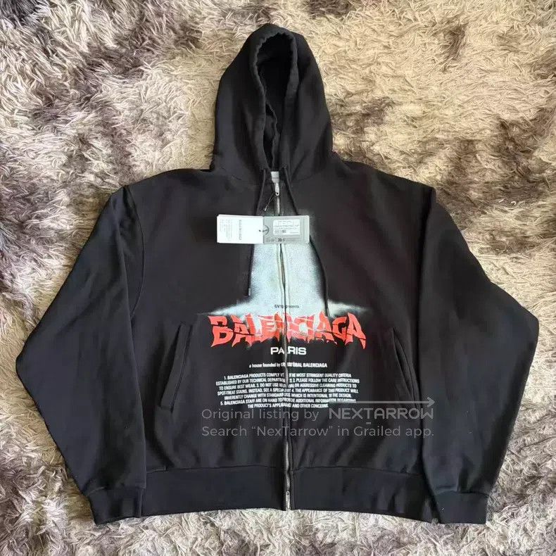 Balenciaga Balenciaga Printed Zipper Hooded Sweatshirt Size US M / EU 48-50 / 2 - 1 Thumbnail