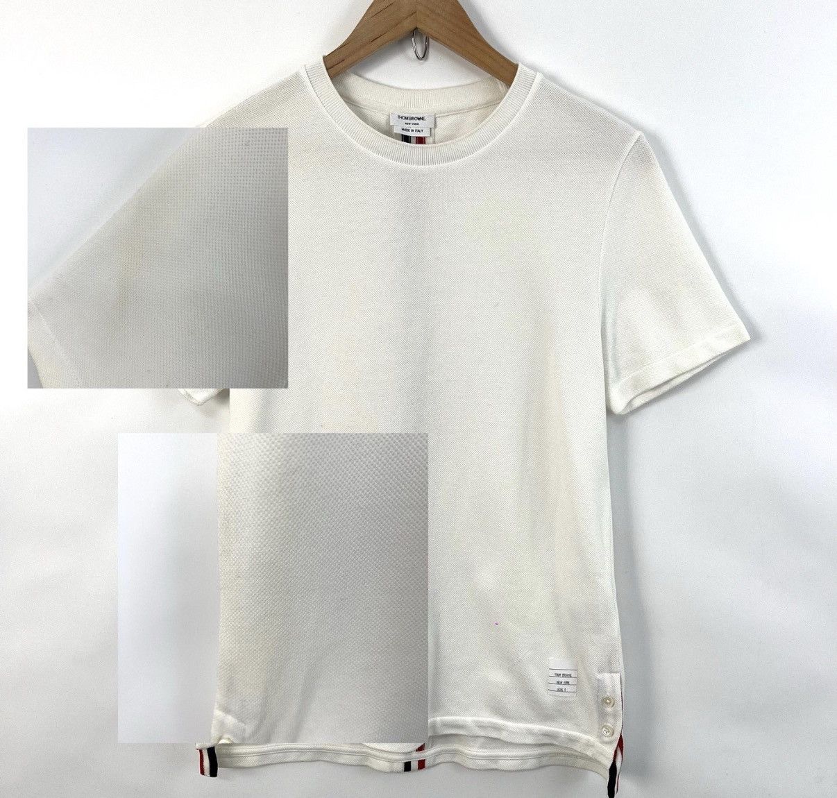 Thom Browne Thom Browne White Short Sleeve with Back Stripe K12 Size US XS / EU 42 / 0 - 5 Thumbnail
